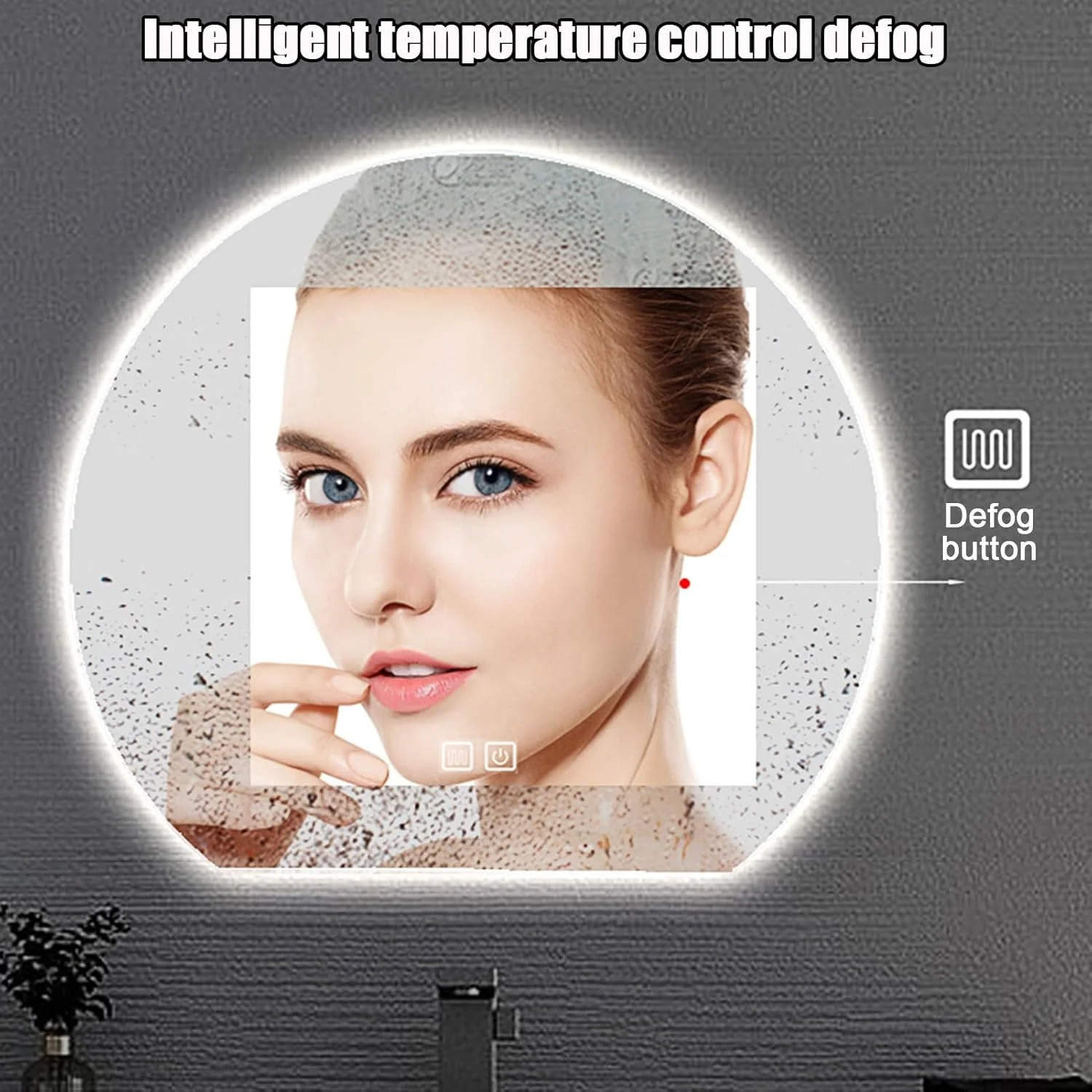 آینه حمام نیمه ماه بزرگ YVYKFZD، آینه دیواری LED هوشمند، آینه ضد مه روشویی، آینه تزئینی بدون قاب با نور پس زمینه، 3 رنگ قابل تنظیم با کلید لمسی (برش راست، 100x70 سانتی متر / 39.4"x27.6")