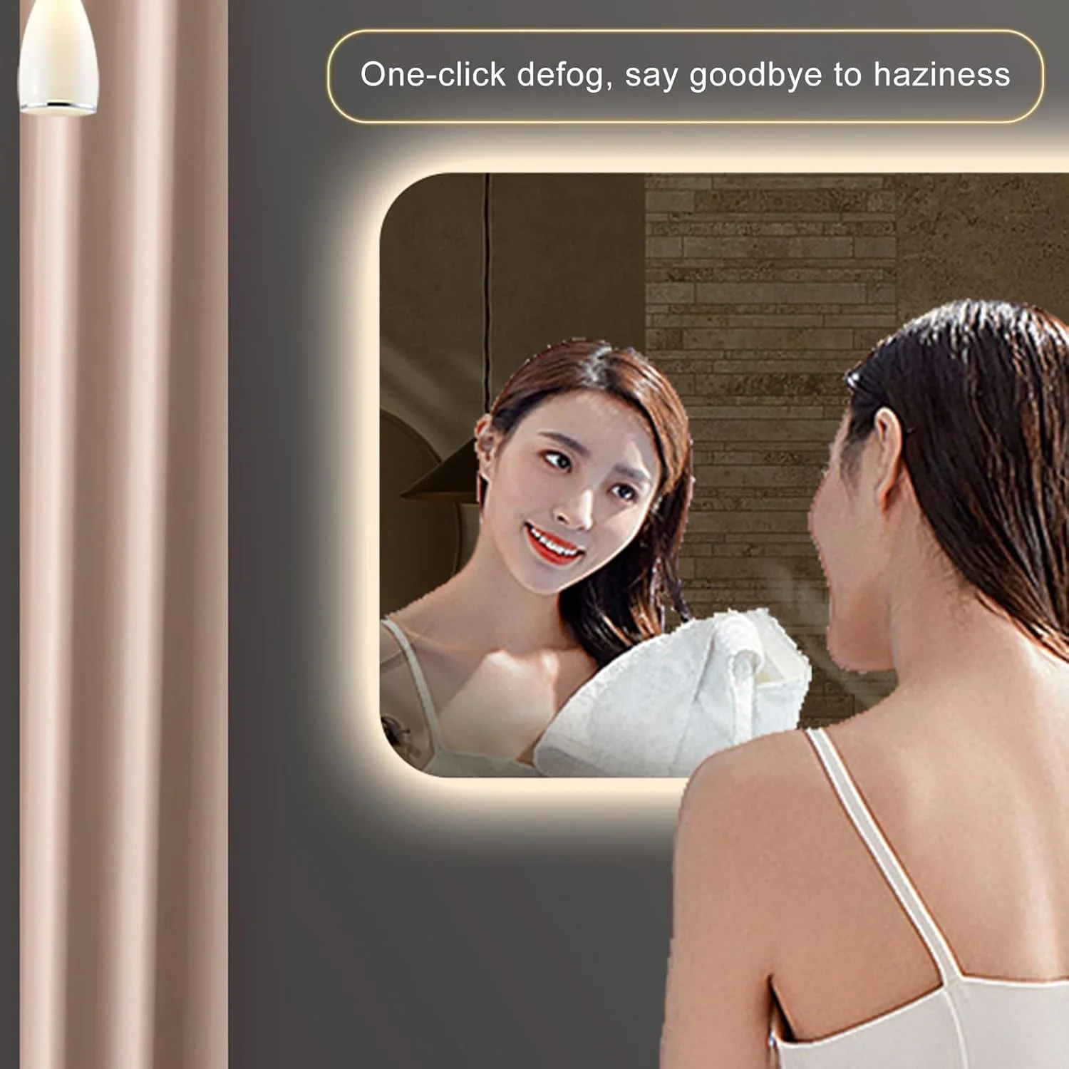 آینه حمام نورانی YUZES، آینه دیواری ضد مه، آینه آرایشی ضد انفجار با نور سه رنگ قابل تنظیم برای حمام، اتاق خواب، اتاق نشیمن، راهرو، ورودی (رنگ: B، اندازه: 50x70 سانتی متر / "19.6x27.5")