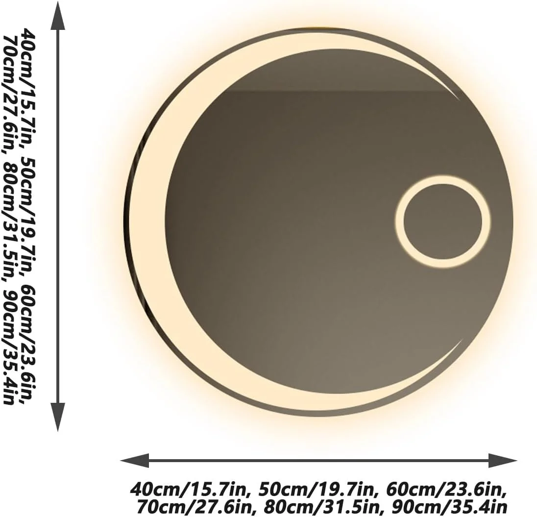 آینه حمام LED YUGXTH، آینه های گرد هوشمند دیواری، آینه دیواری با حسگر لمسی و پد ضد بخار، نور LED سه رنگ قابل تنظیم (اندازه: 60 سانتی متر / 23.6 اینچ) آینه حمام LED YUGXTH، آینه های گرد هوشمند دیواری، آینه دیواری با حسگر لمسی و پد ضد بخار، نور LED سه رنگ قابل تنظیم (اندازه: 60 سانتی متر / 23.6 اینچ)