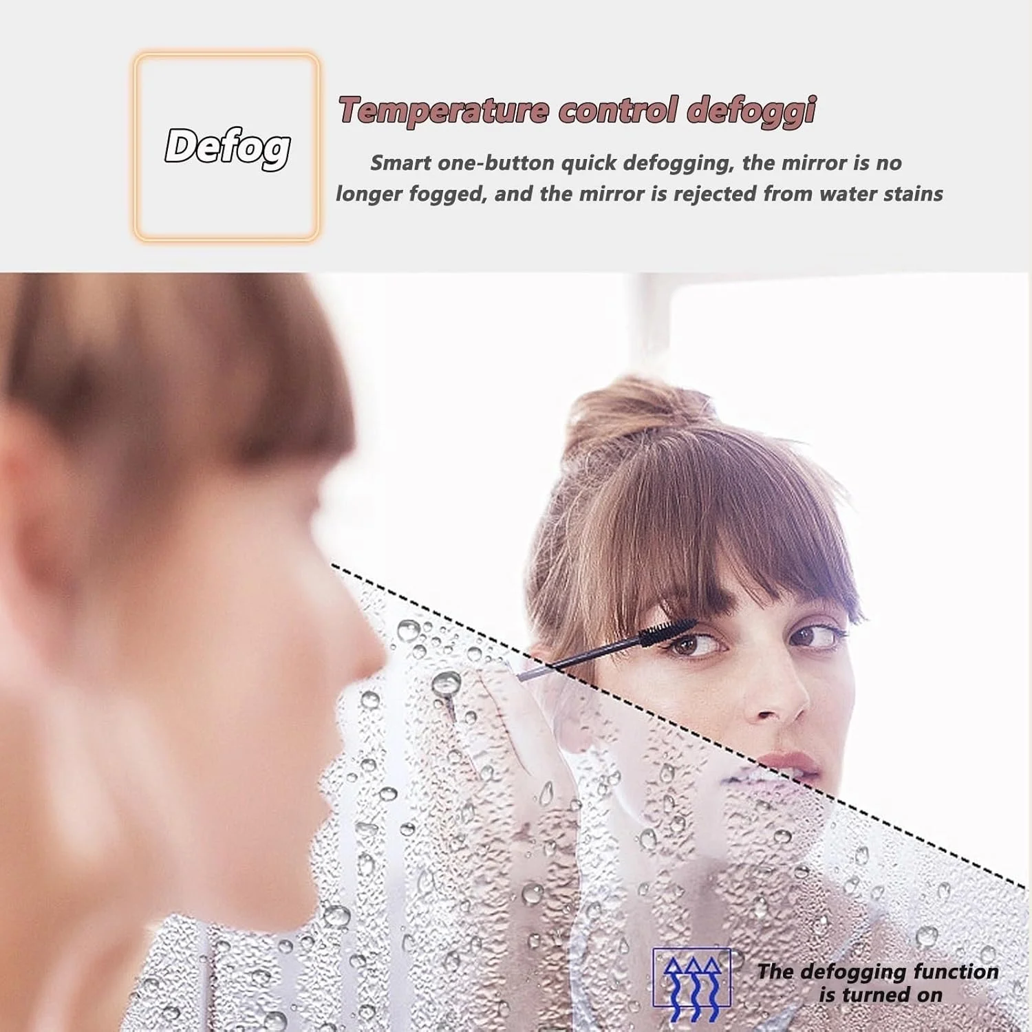 آینه حمام نامنظم طرح ابر YUGXTH با نور LED، آینه دیواری بدون قاب با سیستم ضد بخار، آینه تزئینی، 3 حالت نور، دکمه لمسی دوتایی (سایز: 58 * 78 سانتی متر)