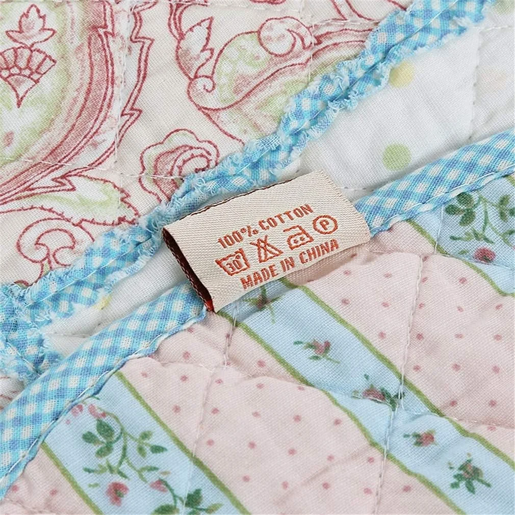 روتختی تکه دوزی شده طرح دار، ست روتختی سه تکه، آبی، دو رو، طرح گلدار، ست لحاف سبک شامل لحاف و 2 روبالشتی