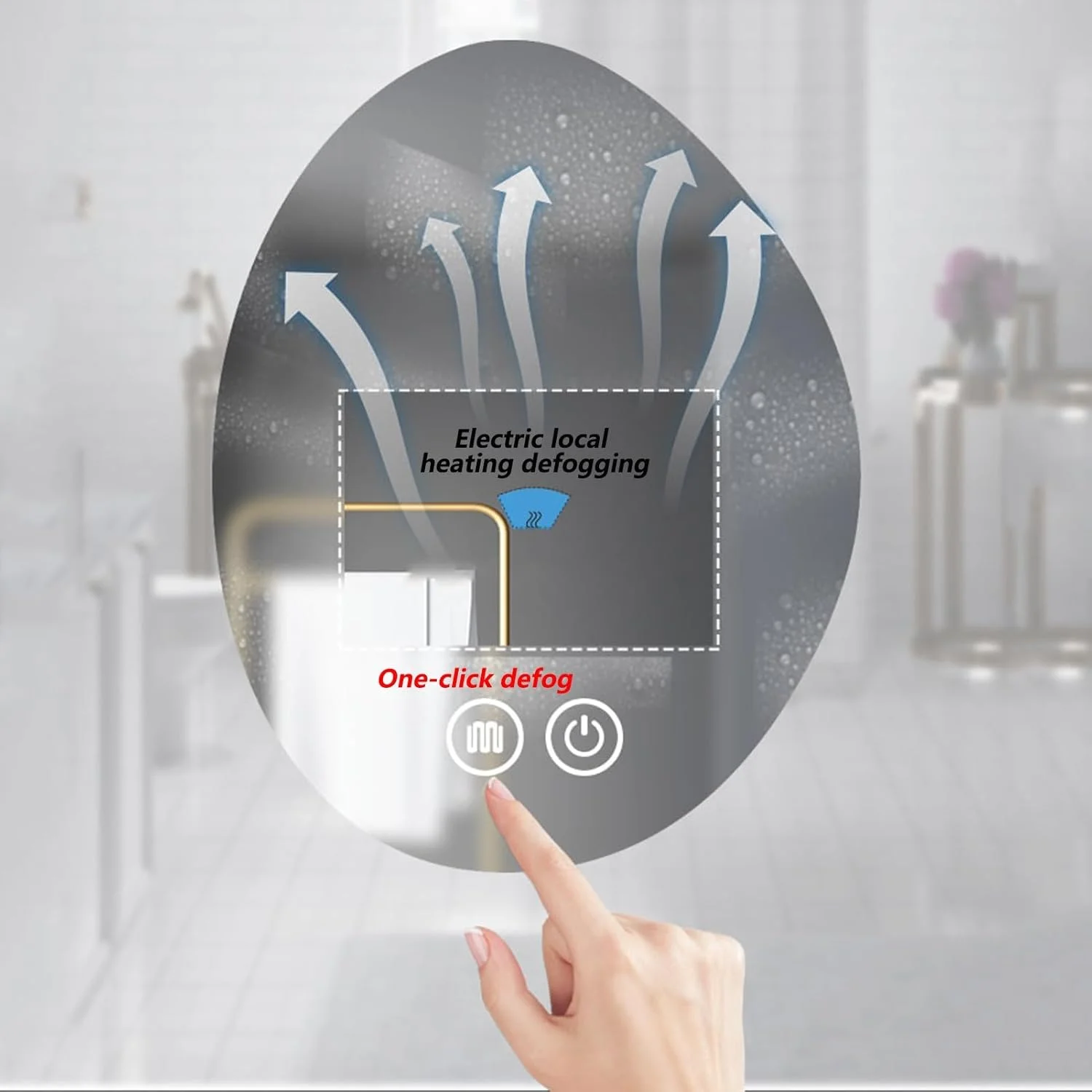 آینه آرایشی دیواری YUGXTH، آینه حمام با نور LED و ضد بخار، آینه دیواری با حسگر لمسی، بدون قاب ضد مه، 3 حالت نور (رنگ: A، اندازه: 60 * 80 سانتی متر)