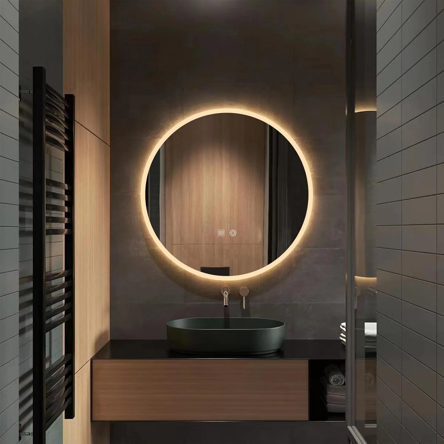 آینه گرد طرح دار یوشوت برای حمام، قطر 80 سانتی متر، نصب روی دیوار با نور LED سه رنگ قابل تنظیم، آینه روشویی باریک و نورانی، ضد بخار، دایره بزرگ، IP44 (کلاسیک) آینه گرد طرح دار یوشوت برای حمام، قطر 80 سانتی متر، نصب روی دیوار با نور LED سه رنگ قابل تنظیم، آینه روشویی باریک و نورانی، ضد بخار، دایره بزرگ، IP44 (کلاسیک)