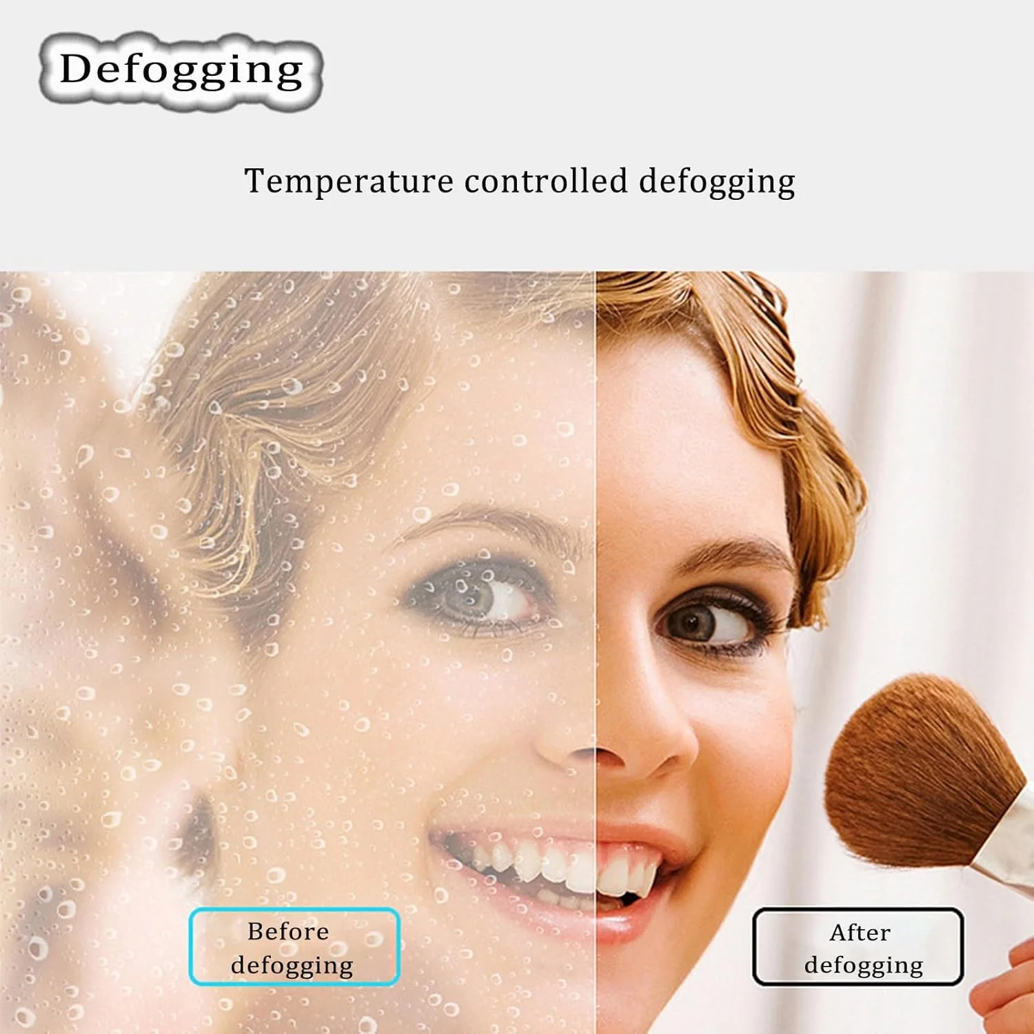 آینه دیواری YHWKGZ با قابلیت ضد بخار، آینه حمام، آینه آرایشی با کلید لمسی، آینه دیواری نامنظم با قابلیت تنظیم نور سه رنگ، مناسب برای آرایش، اتاق خواب، اتاق کودک، تولد (سایز: 110x70 سانتی‌متر)