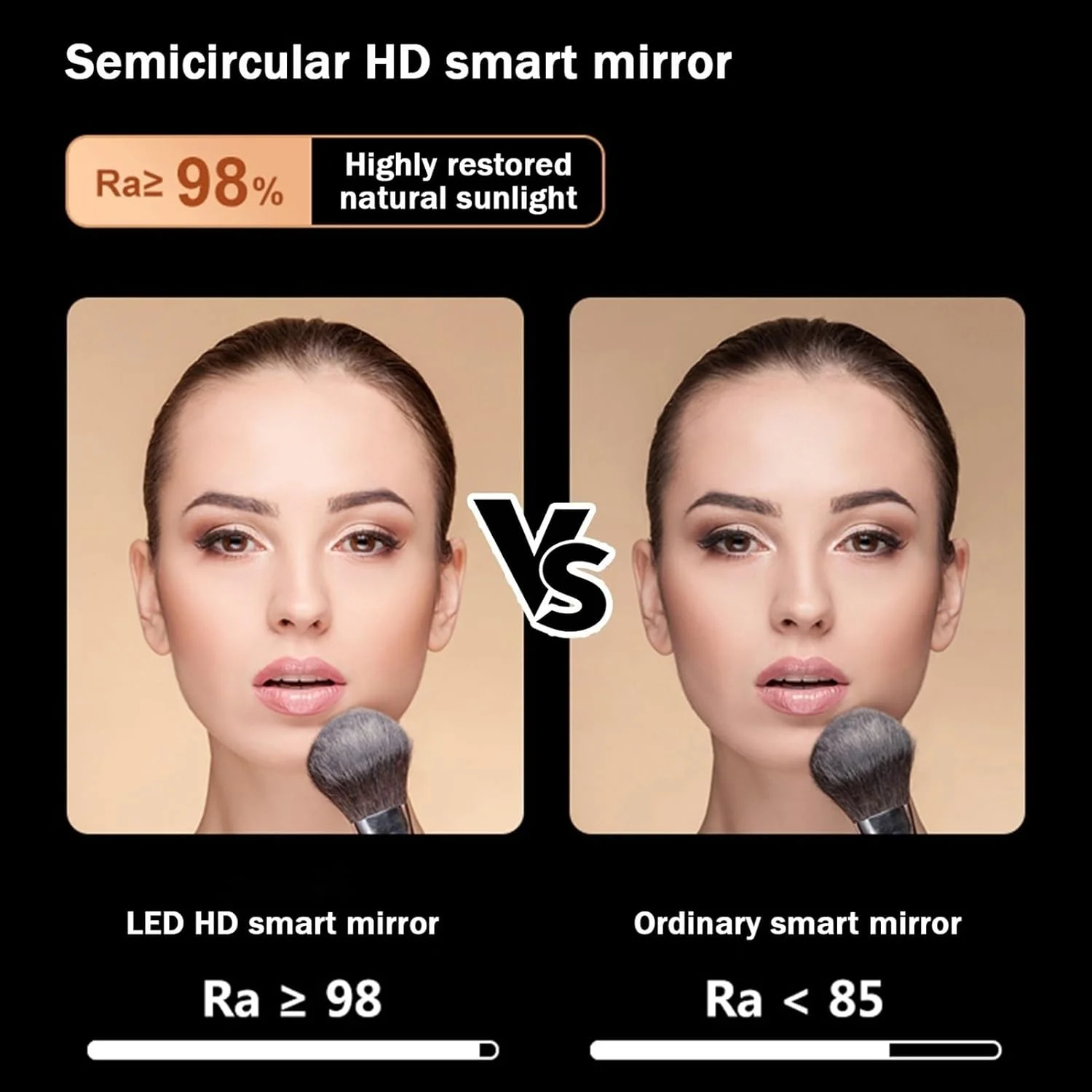 آینه گرد دیواری YHWKGZ برای حمام، آینه روشویی با پد ضد بخار، آینه بدون قاب با قابلیت تنظیم نور، ضد آب، دارای دکمه های لمسی دوگانه، مناسب برای دکوراسیون حمام/اتاق خواب/اتاق نشیمن و غیره (سایز