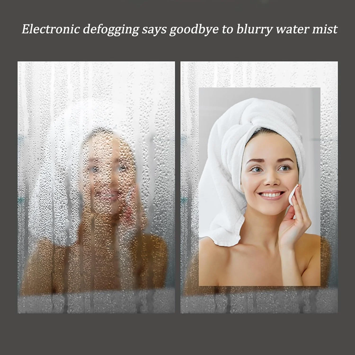 آینه گرد دیواری YHWKGZ برای حمام، آینه روشویی با پد ضد بخار، آینه بدون قاب با قابلیت تنظیم نور، ضد آب، دارای دکمه های لمسی دوگانه، مناسب برای دکوراسیون حمام/اتاق خواب/اتاق نشیمن و غیره (سایز