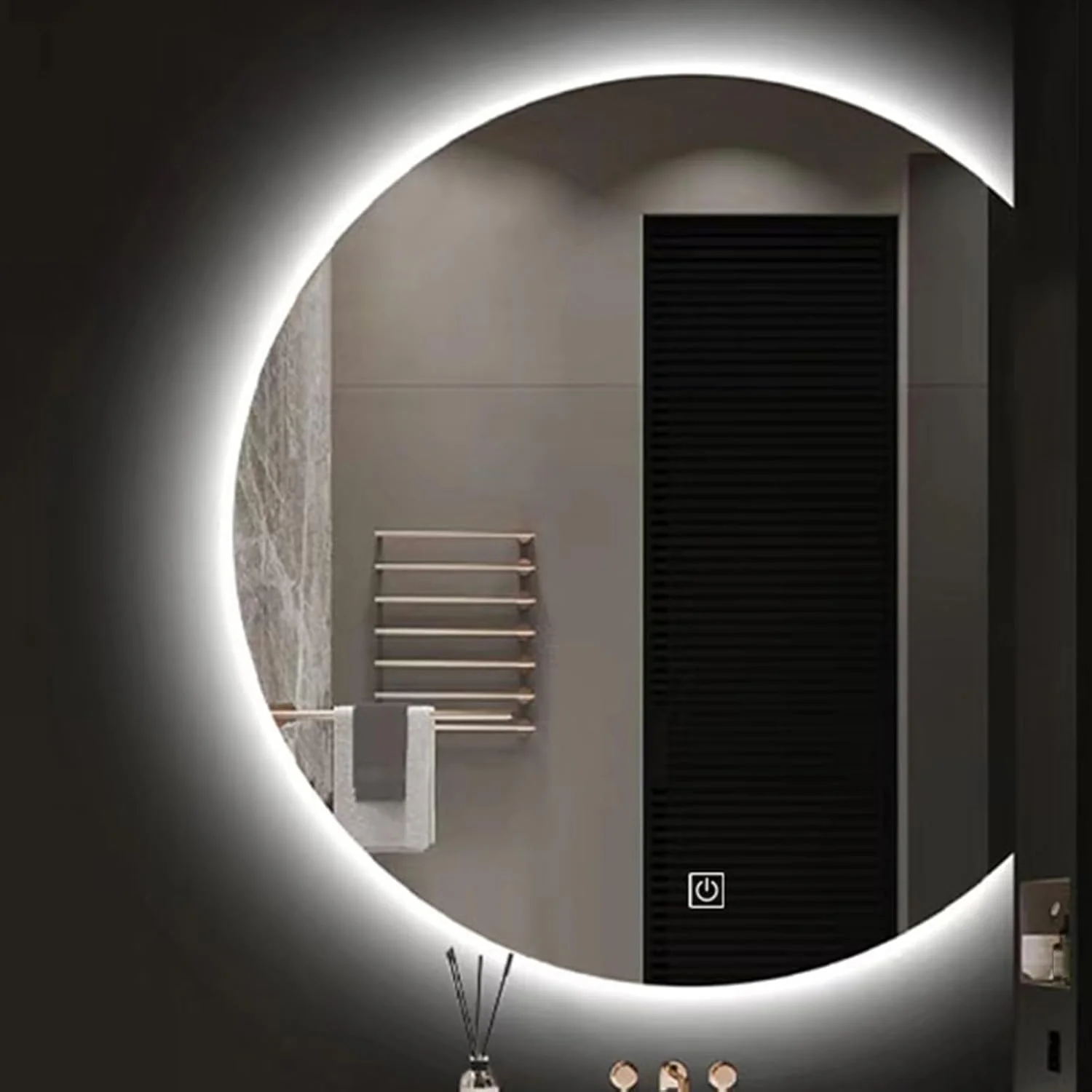 آینه حمام YHWKGZ با LED، آینه دیواری با ضد بخار، 3 رنگ قابل تنظیم، آینه روشویی مدرن دیواری، برش پایین/برش چپ/برش راست، دکوراسیون راهرو (رنگ: C، اندازه: 39.3 اینچ/100 سانتی متر)