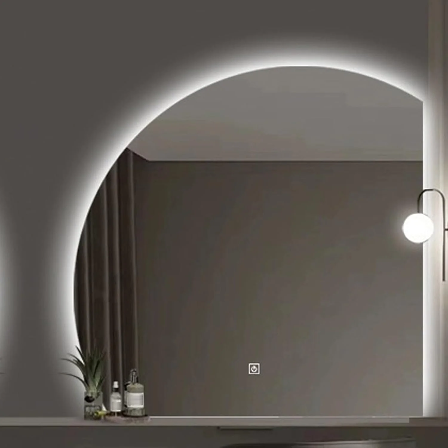 YHWKGZ Wall mounted mirror with LED light, Anti-fog bathroom mirror, 3 tone lighting, Dual touch smart vanity mirror, Waterproof and explosion-proof, Corridor decorative mirror (Color : B, Size : 23