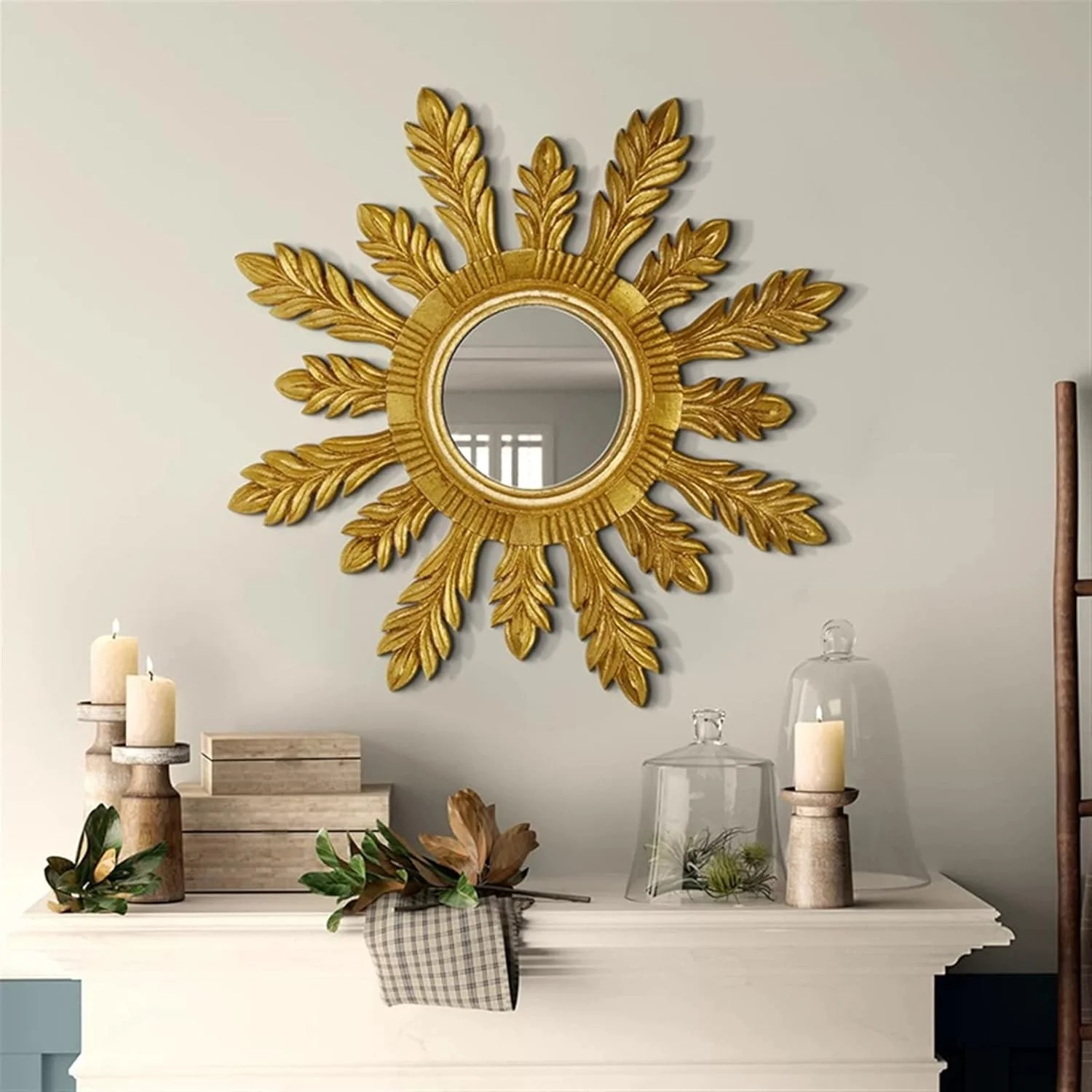 آینه دیواری حمام YHUAEE، آینه تزئینی خورشیدی اتاق نشیمن، آینه راهرو، تزئین دیوار پس زمینه تلویزیون آینه دیواری حمام YHUAEE، آینه تزئینی خورشیدی اتاق نشیمن، آینه راهرو، تزئین دیوار پس زمینه تلویزیون