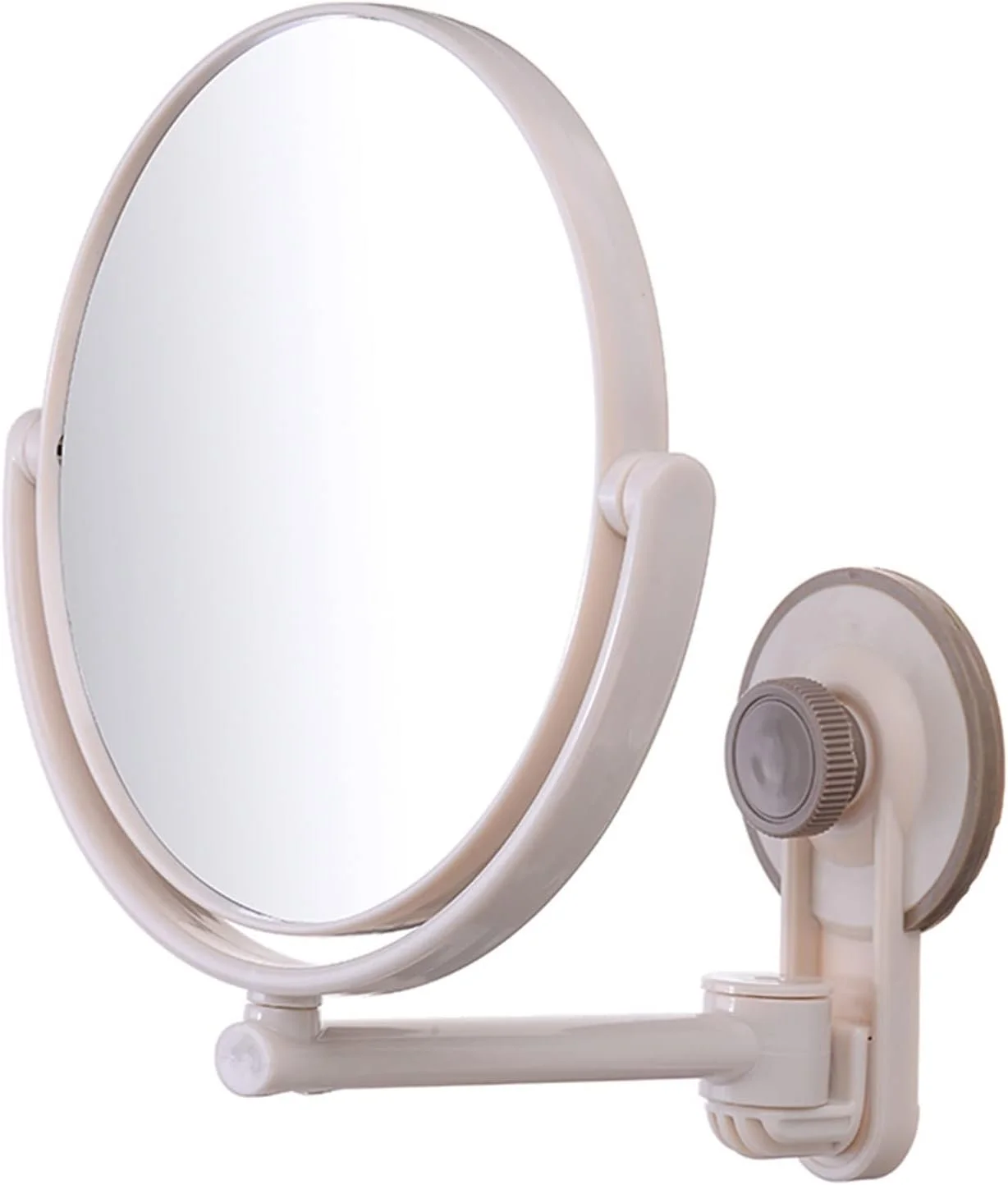 آینه دو طرفه گرد YHUAEE مناسب آرایش و اصلاح صورت، با پایه مکنده و قابل نصب روی دیوار، مناسب برای حمام و اتاق خواب