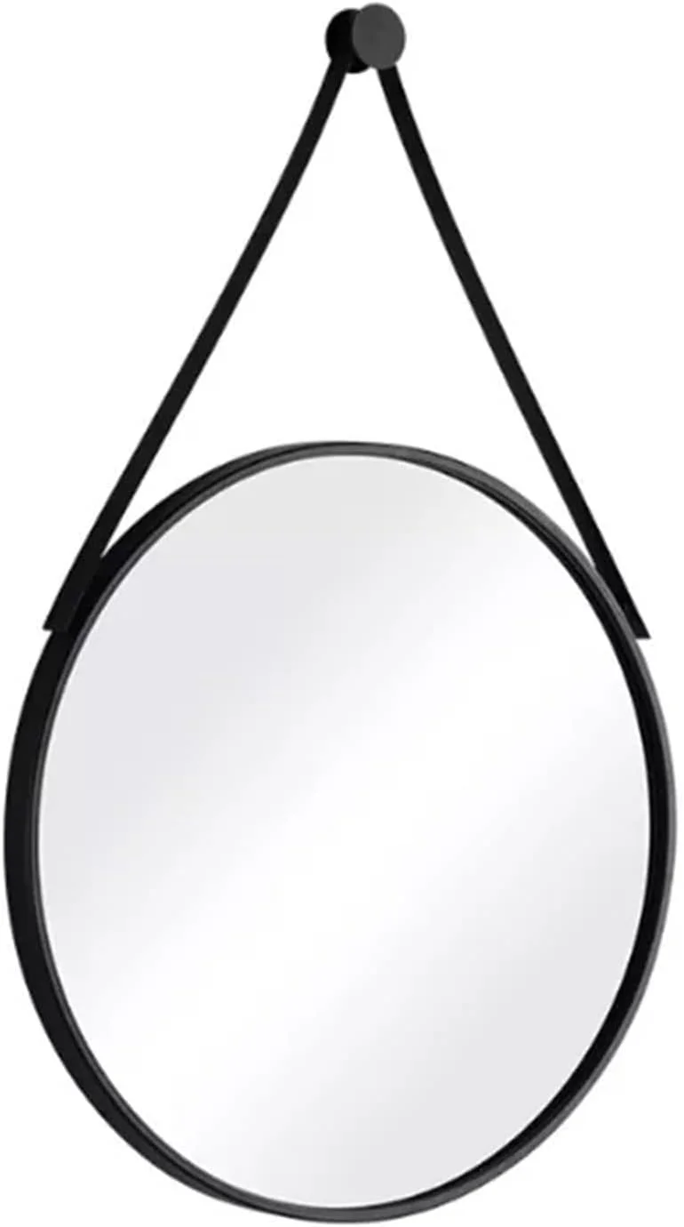 آینه حمام YHUAEE، آینه گرد دیواری، آویز تزئینی، دکوراسیون حمام و اتاق خواب، آینه آرایش با بند فلزی