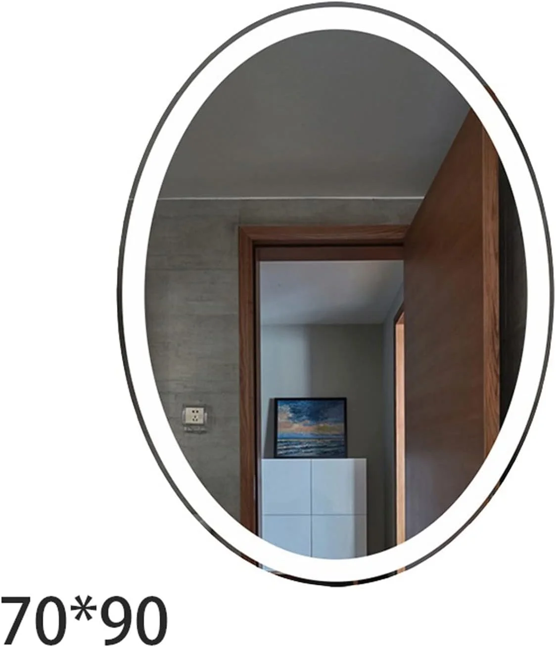 آینه حمام YHUAEE، آینه دوش حمام، آینه آرایش توالت حمام، آینه روشویی بزرگ بدون قاب