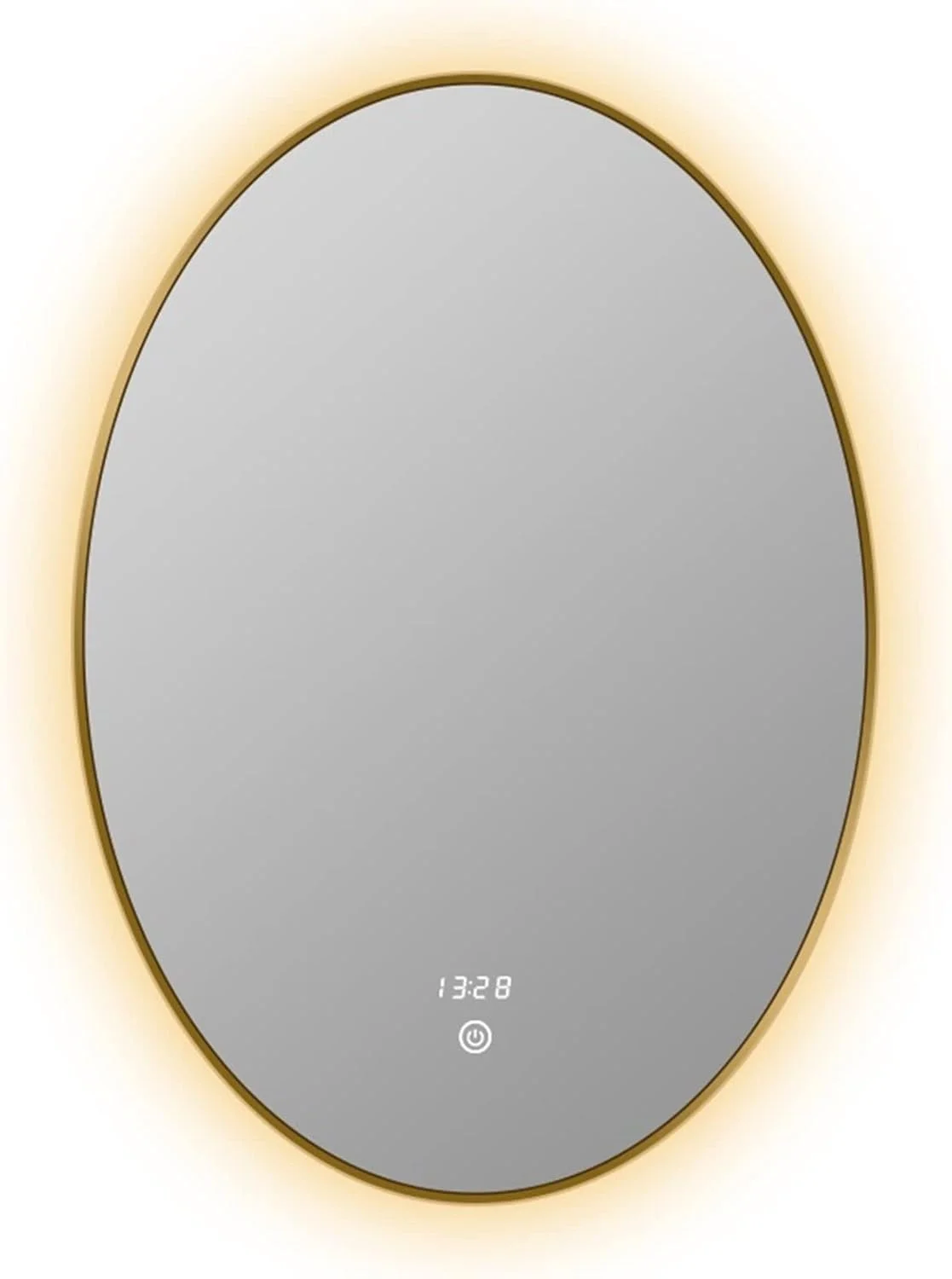 آینه حمام YHUAEE آینه لمسی آویز دار آینه آرایش چراغ دار طلایی بدون مه (طلایی)