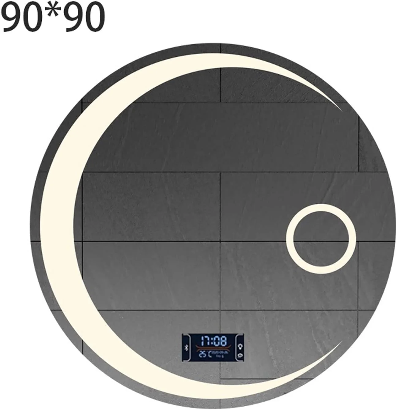 آینه حمام YHUAEE آینه آرایش چراغ دار آینه دیواری گرد لوازم جانبی شفاف حمام