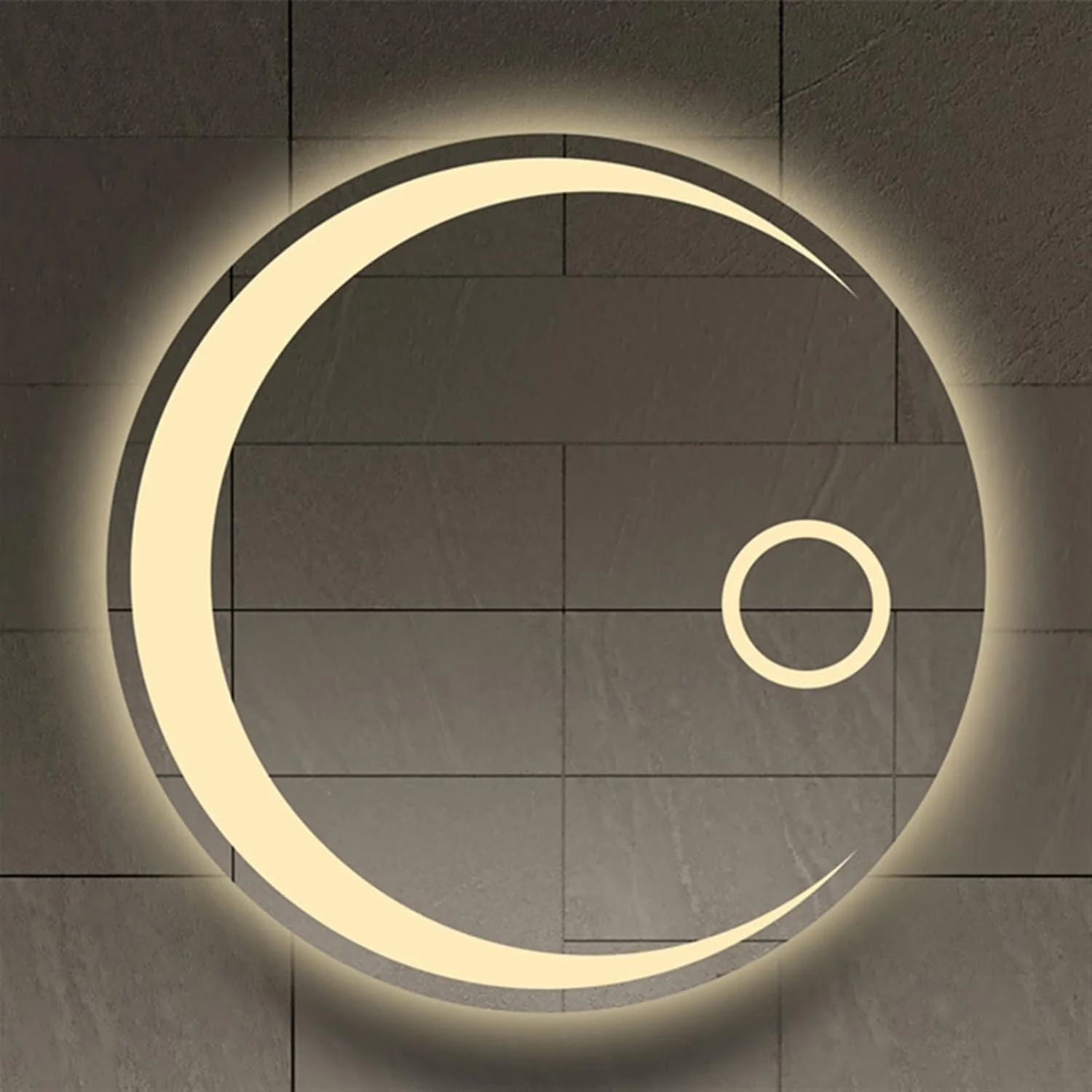 آینه حمام YHUAEE آینه آرایش چراغ دار آینه دیواری گرد لوازم جانبی شفاف حمام