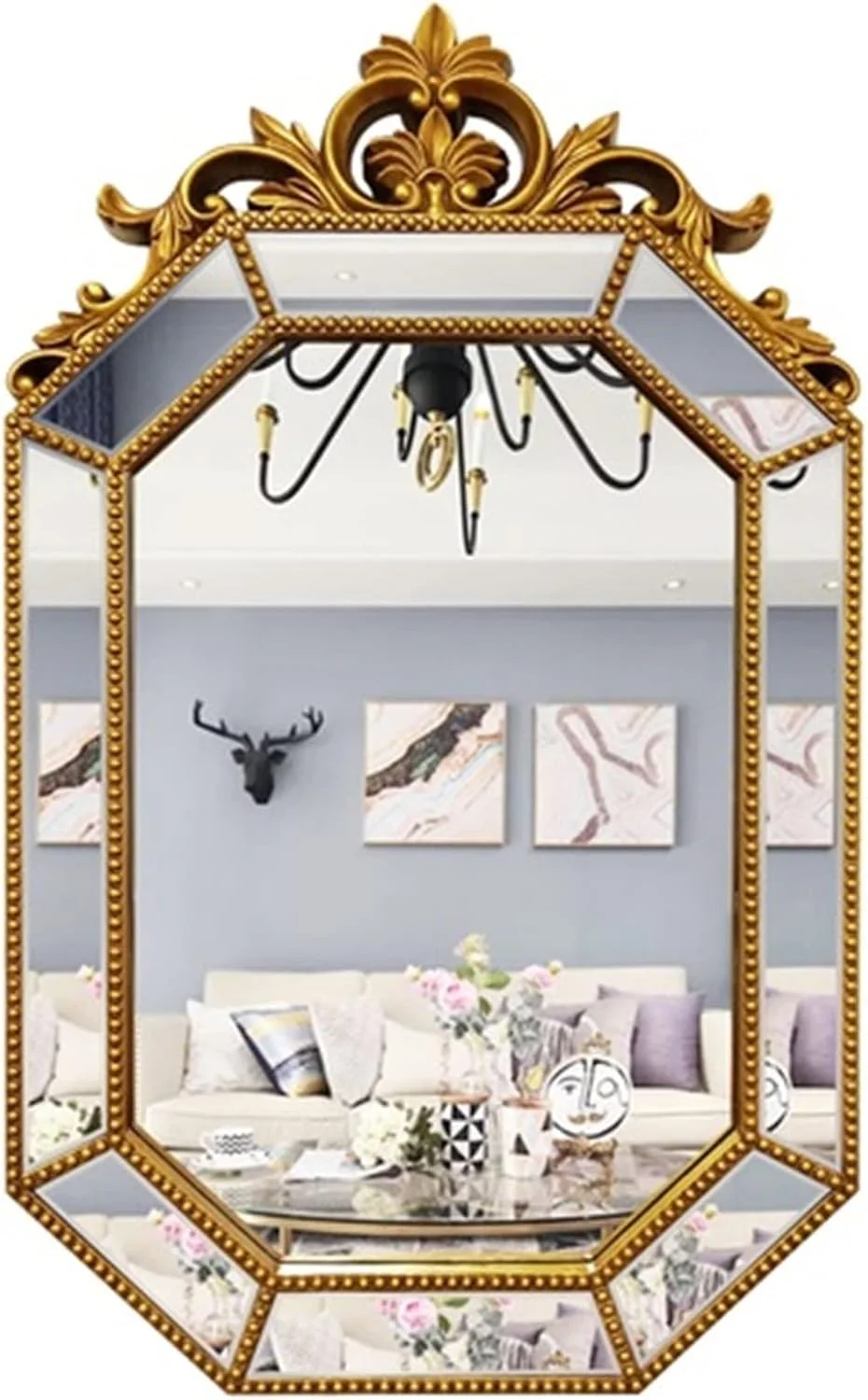 آینه حمام YHUAEE، آینه آویز، آینه شیشه ای، آینه دیواری تزئینی شومینه حمام (Hortel)