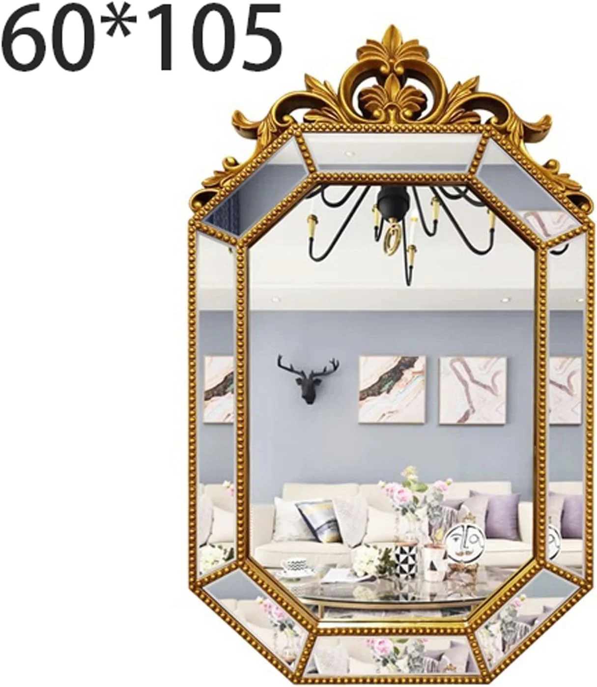 آینه حمام YHUAEE، آینه آویز حمام، آینه شیشه ای، دیوار شومینه حمام تزئینی (Hortel)