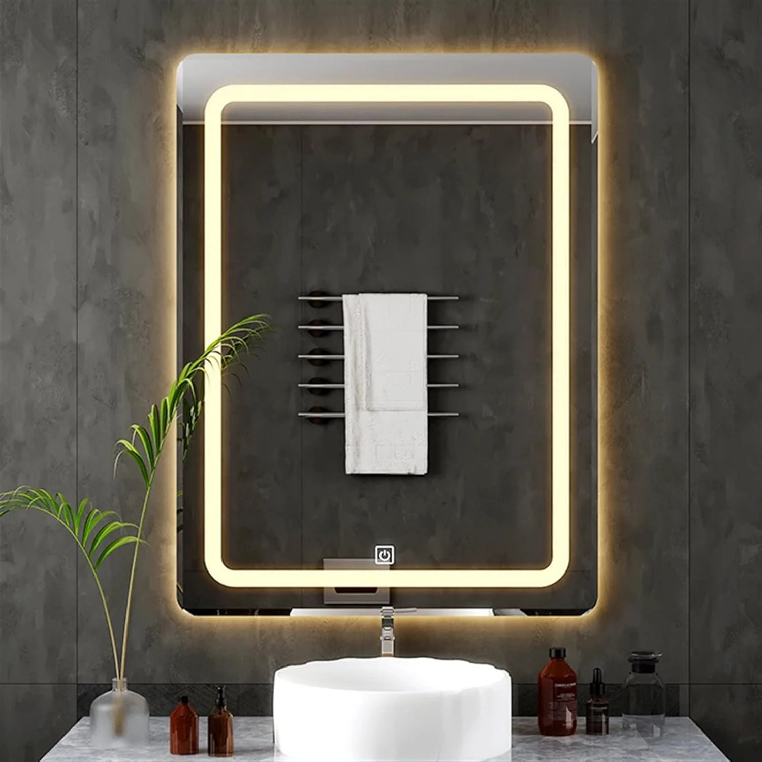 آینه حمام YHUAEE آینه آرایشی آویز گرد بزرگ شفاف دیواری