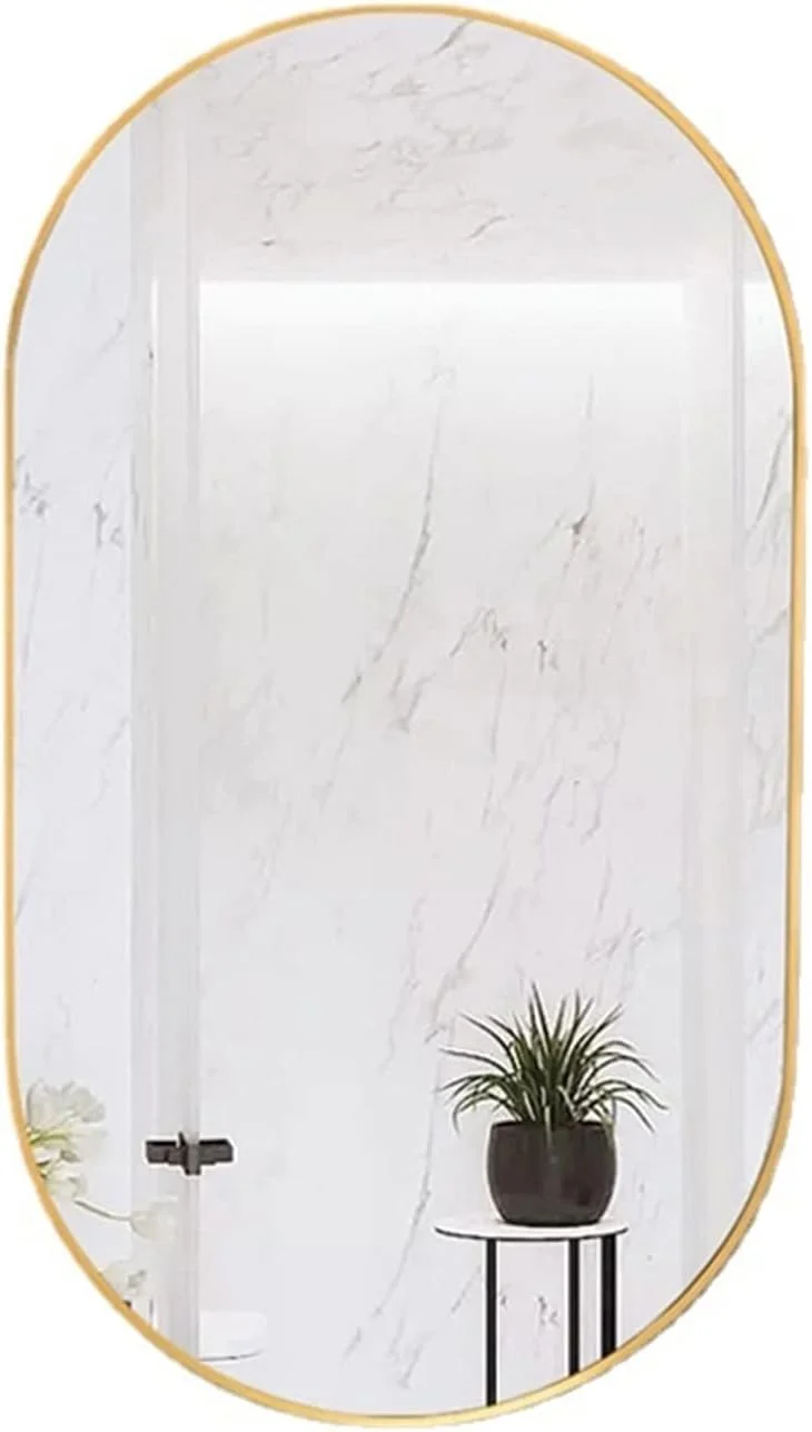 آینه حمام YHUAEE، آینه قدی بزرگ، مناسب حمام، آرایش، طلایی، آینه قدی، آینه روشویی، مناسب دکوراسیون منزل (طلایی)