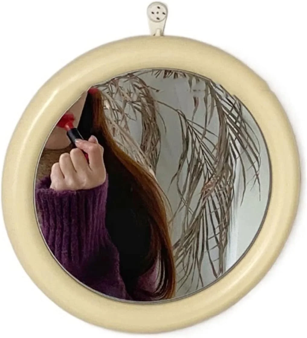 آینه حمام YHUAEE گرد تزئینی مناسب حمام، اتاق خواب، آرایش و دکوراسیون منزل (Hortel)