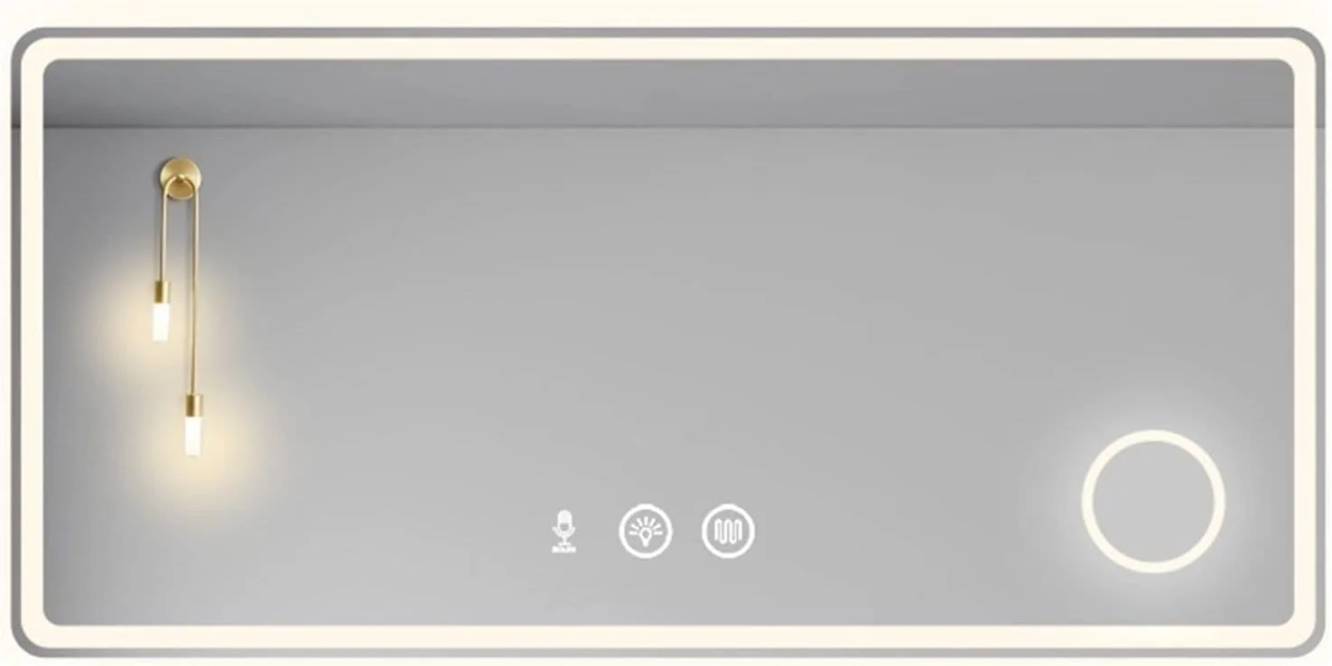 YHUAEE Bathroom mirror Bluetooth Mirror Illuminated Light Bathroom Mirror Smart Makeup Bathroom Accessories