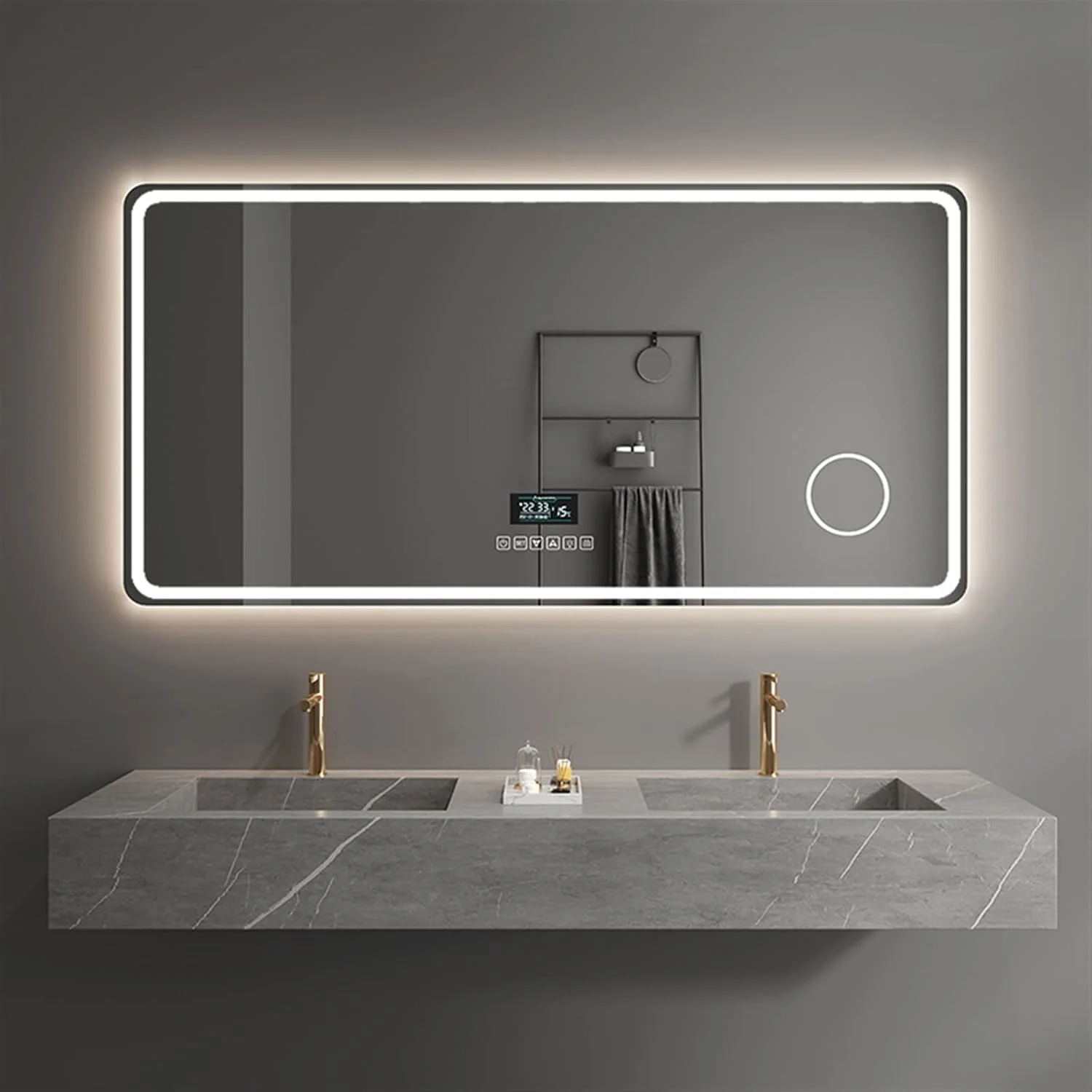 YHUAEE Bathroom mirror Bluetooth Mirror Illuminated Light Bathroom Mirror Smart Makeup Bathroom Accessories