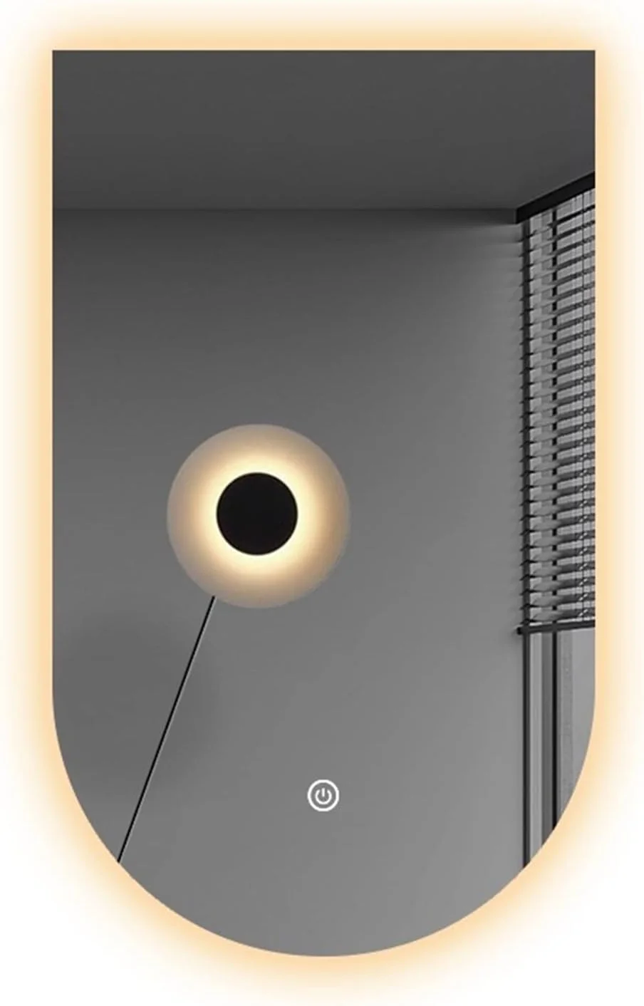 آینه دستشویی YHUAEE، آینه بک لایت توالت، ضد بخار، خودچسب، آینه دستشویی با طراحی الکتریکی، لوازم حمام