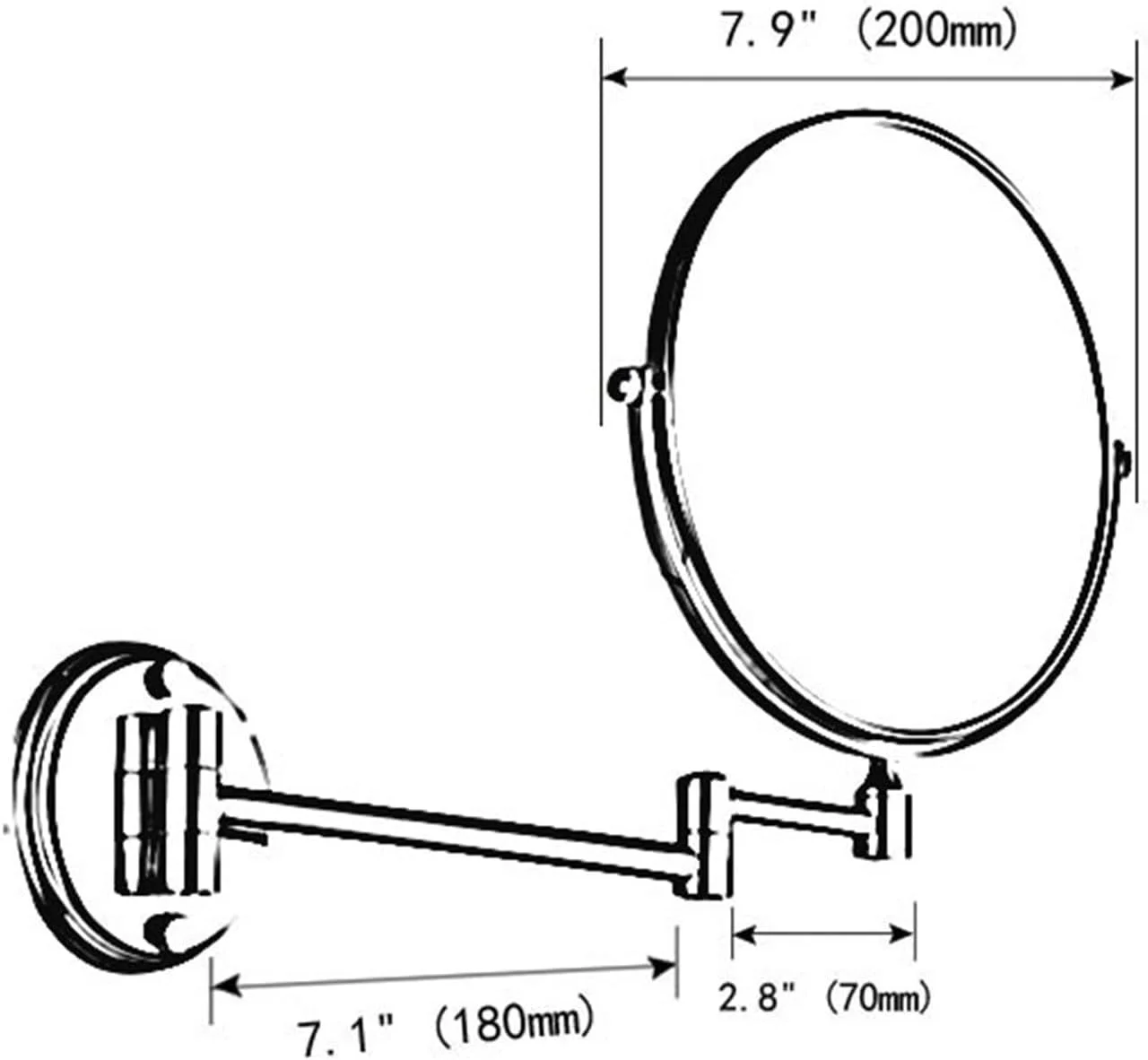 آینه حمام YHUAEE، لوازم جانبی حمام هتل، آینه دیواری بازویی چرخشی دو طرفه با طراحی قدیمی آینه حمام YHUAEE، لوازم جانبی حمام هتل، آینه دیواری بازویی چرخشی دو طرفه با طراحی قدیمی