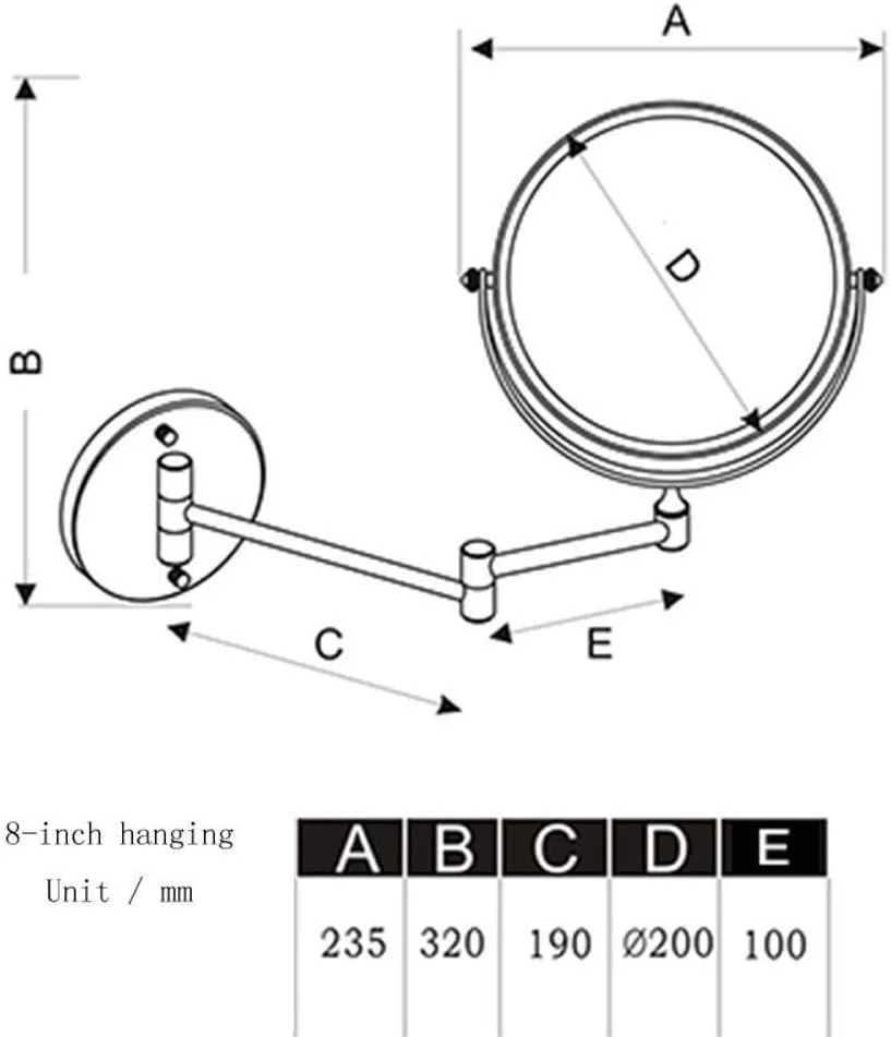 آینه روشویی XYHIPO، آینه دو طرفه با بزرگنمایی 3 برابر، 8 اینچی، دیواری، چرخان، قابل افزایش طول و پرداخت کروم آینه روشویی XYHIPO، آینه دو طرفه با بزرگنمایی 3 برابر، 8 اینچی، دیواری، چرخان، قابل افزایش طول و پرداخت کروم