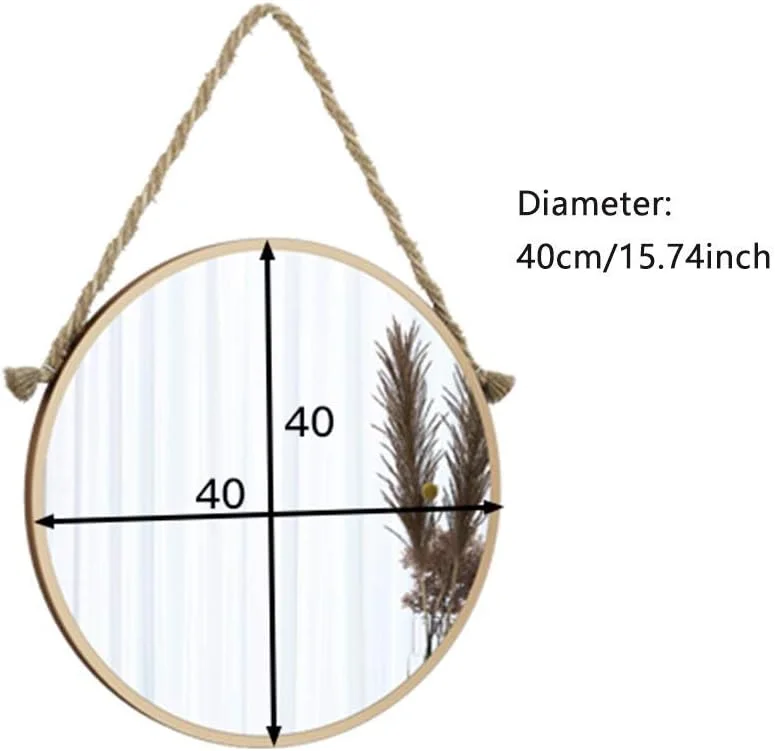 آینه دیواری گرد WTCBQC مناسب حمام، منزل، با قاب فلزی و طناب دریایی آویز، برای ورودی، روشویی، اتاق خواب، هتل، سالن منزل آینه دیواری گرد WTCBQC مناسب حمام، منزل، با قاب فلزی و طناب دریایی آویز، برای ورودی، روشویی، اتاق خواب، هتل، سالن منزل