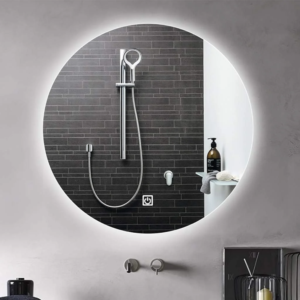 آینه حمام WTCBQC، آینه گرد حمام با نورپردازی، ضد بخار، تغییر دمای رنگ با کلید لمسی دیمر، آینه آرایشی هوشمند دیواری، 70 * 70 سانتی متر (70 * 70 سانتی متر)