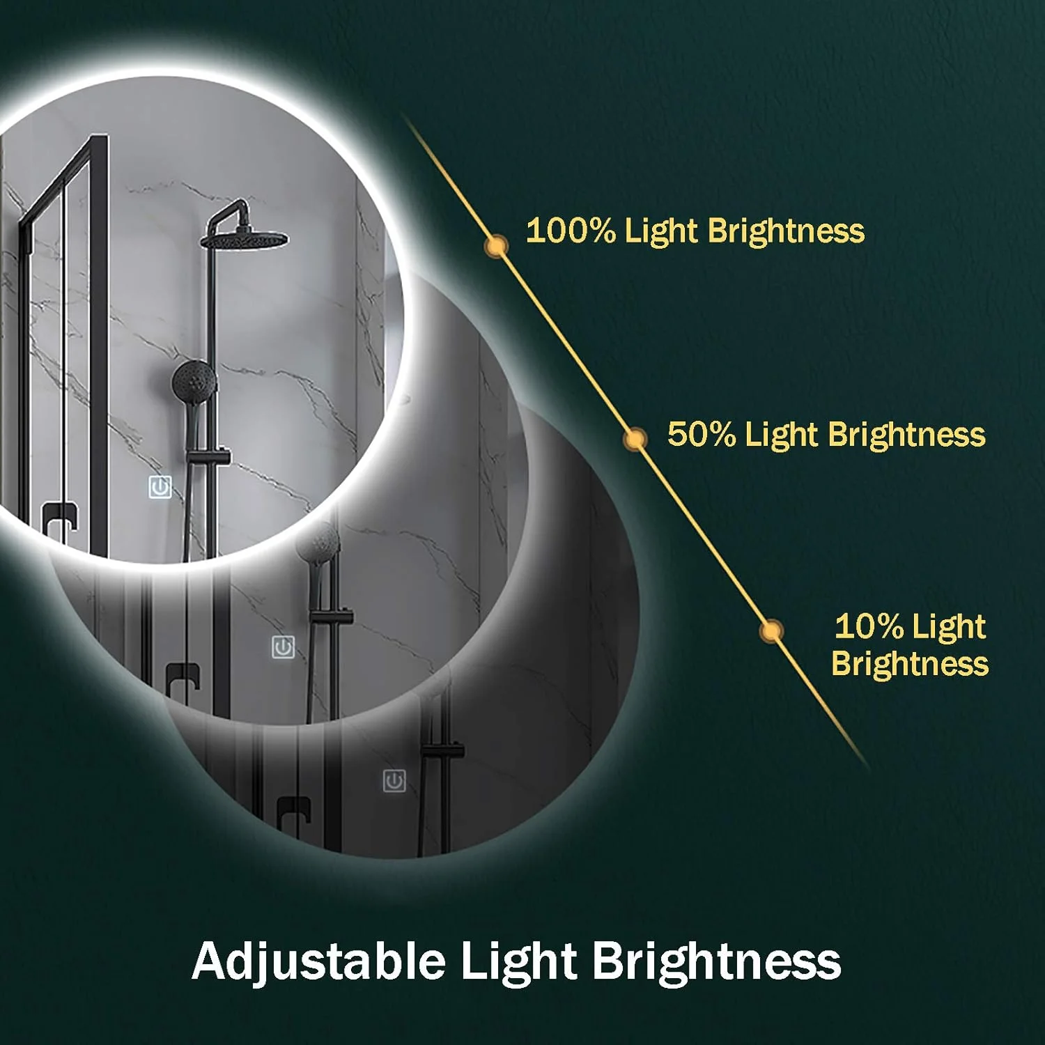 آینه حمام WTCBQC، آینه گرد حمام با نورپردازی، ضد بخار، تغییر دمای رنگ با کلید لمسی دیمر، آینه آرایشی هوشمند دیواری، 70 * 70 سانتی متر (70 * 70 سانتی متر)