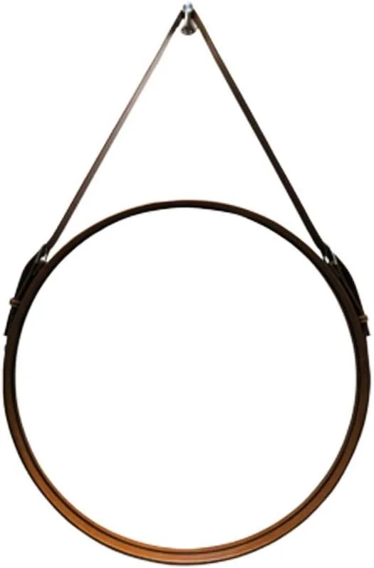 آینه گرد تزئینی حمام WTCBQC، آینه رومیزی قابل حمل با لبه پخ دار، آینه دیواری اصلاح صورت با زنجیر آویز، بند چرمی شیک برای حمام، اتاق نشیمن، اتاق خواب، سایز 50 سانتی متر