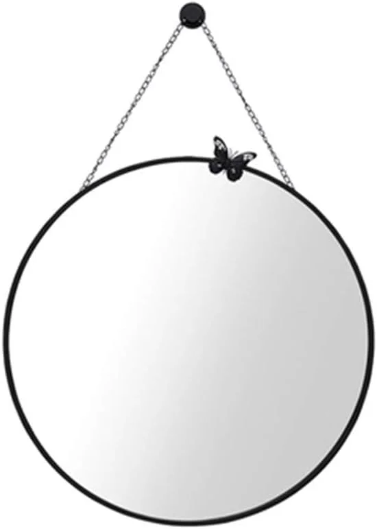 آینه دیواری گرد WTCBQC مناسب حمام، منزل، با قاب فلزی و تزئین پروانه ای برای ورودی، میز آرایش، اتاق خواب، هتل، سالن منزل آینه دیواری گرد WTCBQC مناسب حمام، منزل، با قاب فلزی و تزئین پروانه ای برای ورودی، میز آرایش، اتاق خواب، هتل، سالن منزل