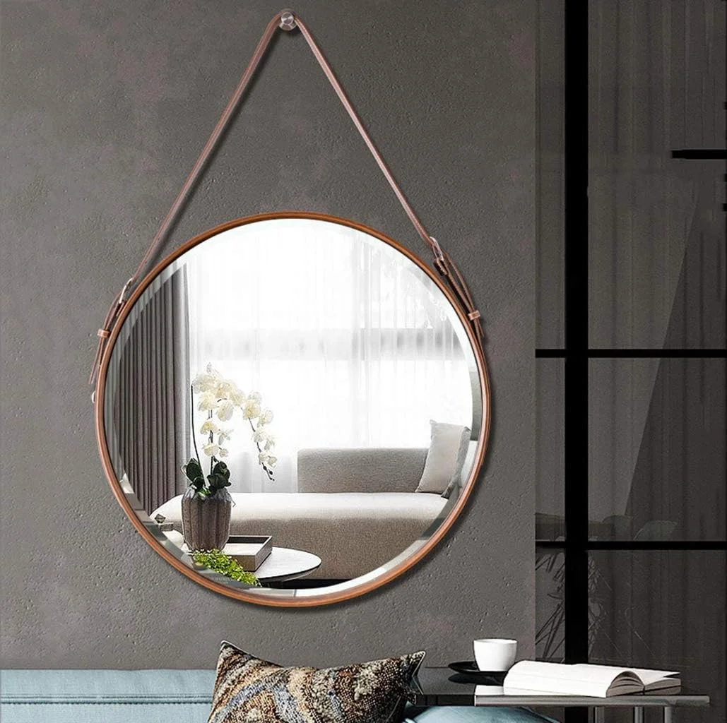 آینه گرد تزئینی حمام WTCBQC، آینه رومیزی قابل حمل با لبه پخ دار، آینه دیواری اصلاح صورت با زنجیر آویز، بند چرمی شیک برای حمام، اتاق نشیمن، اتاق خواب، سایز 50 سانتی متر آینه گرد تزئینی حمام WTCBQC، آینه رومیزی قابل حمل با لبه پخ دار، آینه دیواری اصلاح صورت با زنجیر آویز، بند چرمی شیک برای حمام، اتاق نشیمن، اتاق خواب، سایز 50 سانتی متر