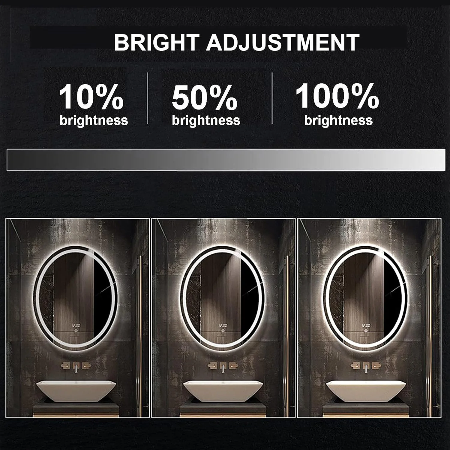 آینه حمام WTCBQC ابعاد 600x800 میلی متر، آینه حمام نوردار با پد ضد بخار، آینه بیضی دیواری مناسب آرایش و اصلاح، دارای سنسور لمسی با قابلیت تنظیم 3 رنگ، 600 * 800 میلی متر آینه حمام WTCBQC ابعاد 600x800 میلی متر، آینه حمام نوردار با پد ضد بخار، آینه بیضی دیواری مناسب آرایش و اصلاح، دارای سنسور لمسی با قابلیت تنظیم 3 رنگ، 600 * 800 میلی متر