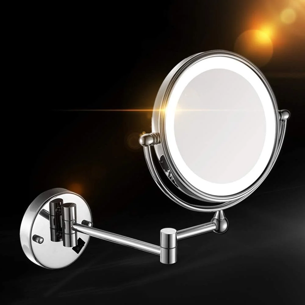 آینه آرایشی WRQzxcv، آینه رومیزی LED با بزرگنمایی 7 برابر و قطر 8 اینچ، آینه تاشو دیواری با لامپ، آینه تلسکوپی، آینه حمام آینه آرایشی WRQzxcv، آینه رومیزی LED با بزرگنمایی 7 برابر و قطر 8 اینچ، آینه تاشو دیواری با لامپ، آینه تلسکوپی، آینه حمام