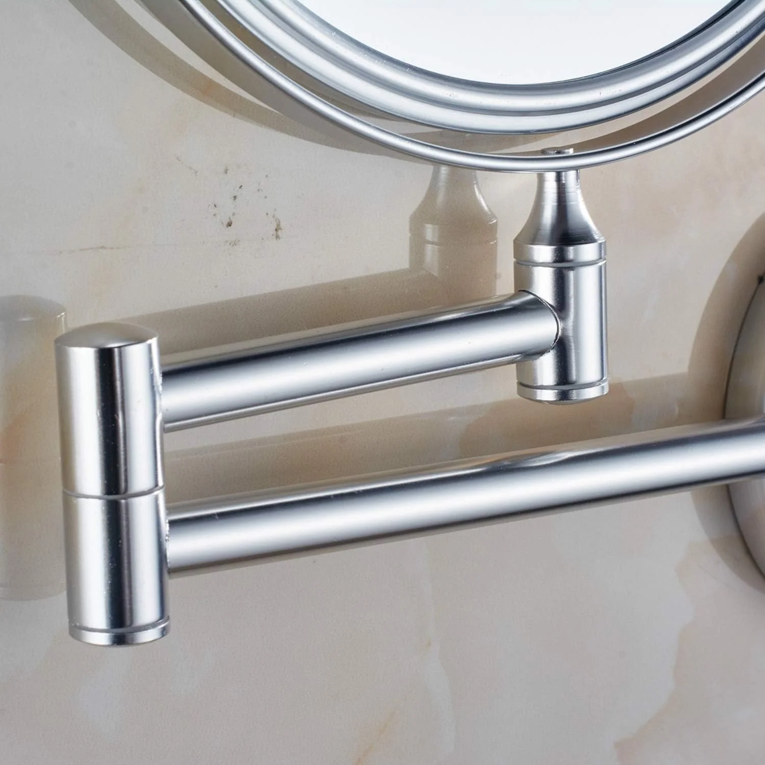 آینه آرایشی WRQzxcv، آینه رومیزی آرایشی آلومینیومی فضایی 8 اینچی، آینه زیبایی نقره ای روشن قابل تنظیم با بزرگنمایی 3 برابر، نصب دیواری، آینه دیواری حمام