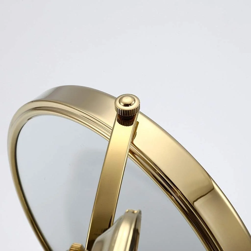 آینه آرایشی WRQzxcv، آینه رومیزی گرد با پایه گرد، 8 اینچ بزرگنمایی 3 برابر، آینه حمام طلایی، آینه دیواری تاشو تلسکوپی، آینه دیواری حمام