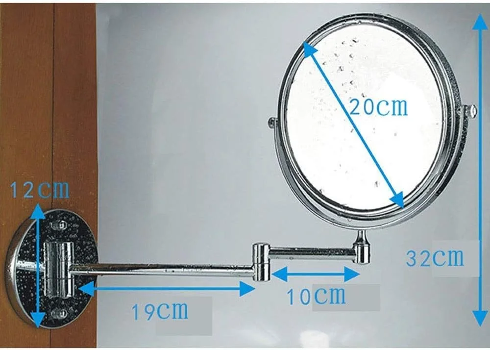 آینه آرایشی WRQzxcv، آینه های روشویی حمام 8 اینچی نصب شده روی دیوار با بزرگنمایی 3-5-7-10 برابر، آینه آرایشی دو طرفه با چرخش 360 درجه و قابلیت افزایش طول (نسخه: 7X)(5X)