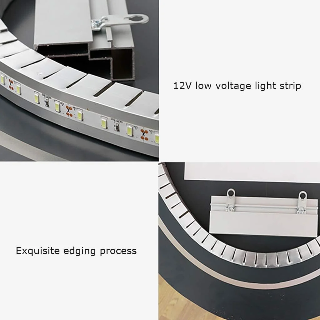 آینه حمام WRQzxcv با نور LED بیضی شکل و دیمر، آینه دیواری مدرن با قابلیت تنظیم نور، ضد بخار، مناسب آرایش و روشویی (نسخه ارتقا یافته)