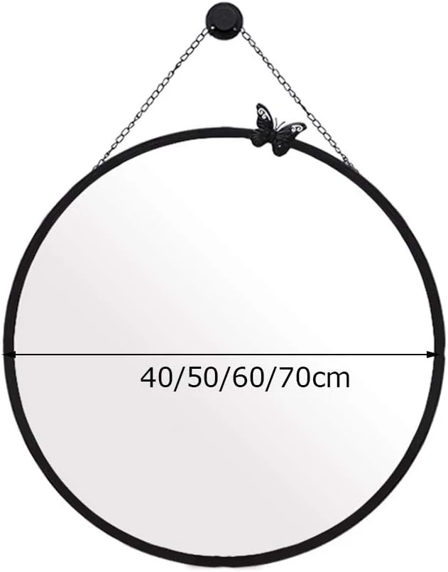 آینه روشویی، آینه حمام فرفورژه، آینه آرایش اتاق خواب دخترانه، آینه گرد آویز، آینه تزئینی اتاق نشیمن با قاب فلزی، سبک های مختلف (رنگ: مشکی، سایز: 50 * 50 سانتی متر)