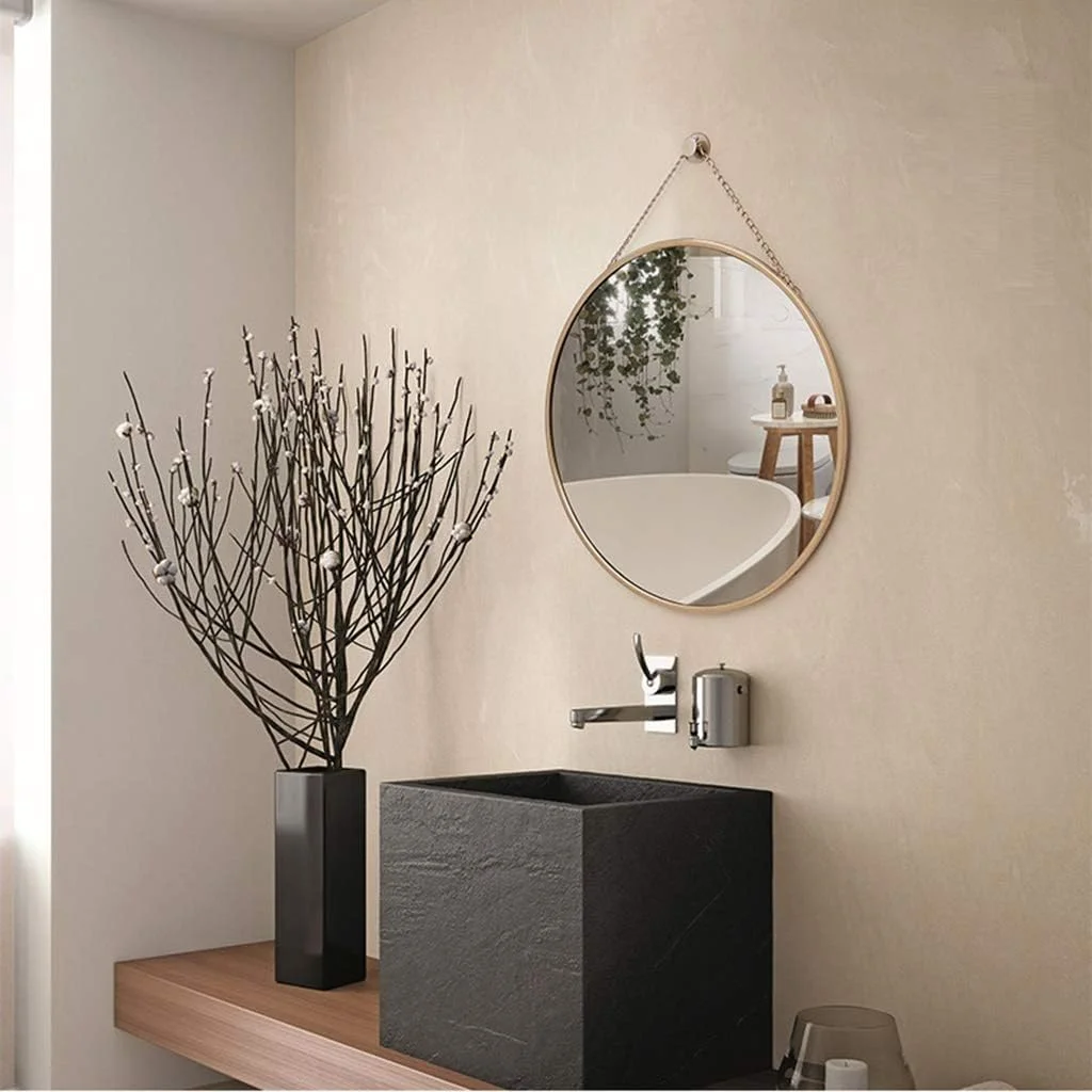 آینه روشویی، آینه حمام فرفورژه، آینه آرایش اتاق خواب دخترانه، آینه گرد آویز، آینه تزئینی اتاق نشیمن با قاب فلزی، سبک های مختلف (رنگ: مشکی، سایز: 50 * 50 سانتی متر)