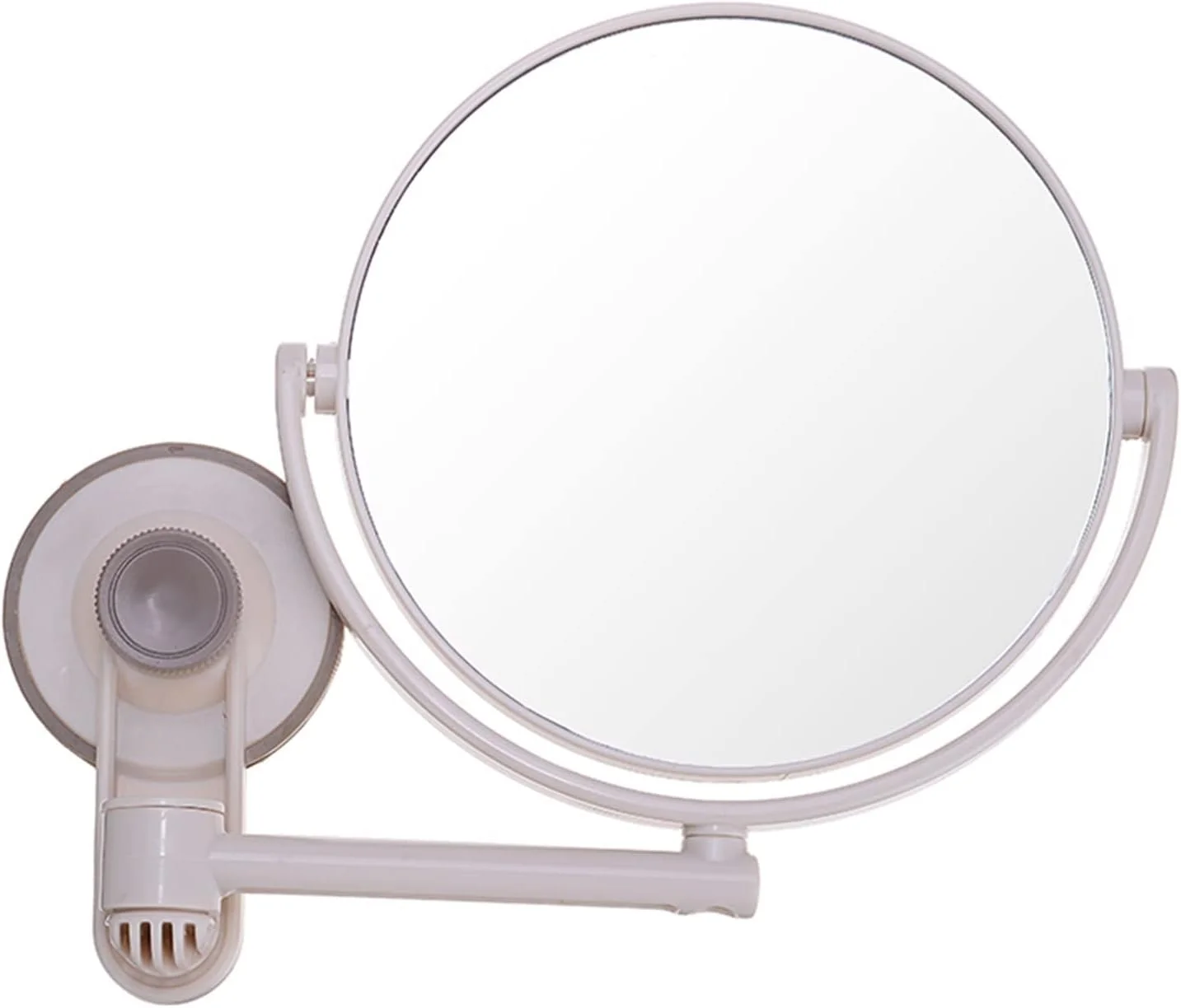 آینه آرایشی دو طرفه WRFTTCRR مناسب حمام، اصلاح صورت، دارای مکنده و قابل نصب روی دیوار، گرد و قابل تنظیم برای حمام و اتاق خواب