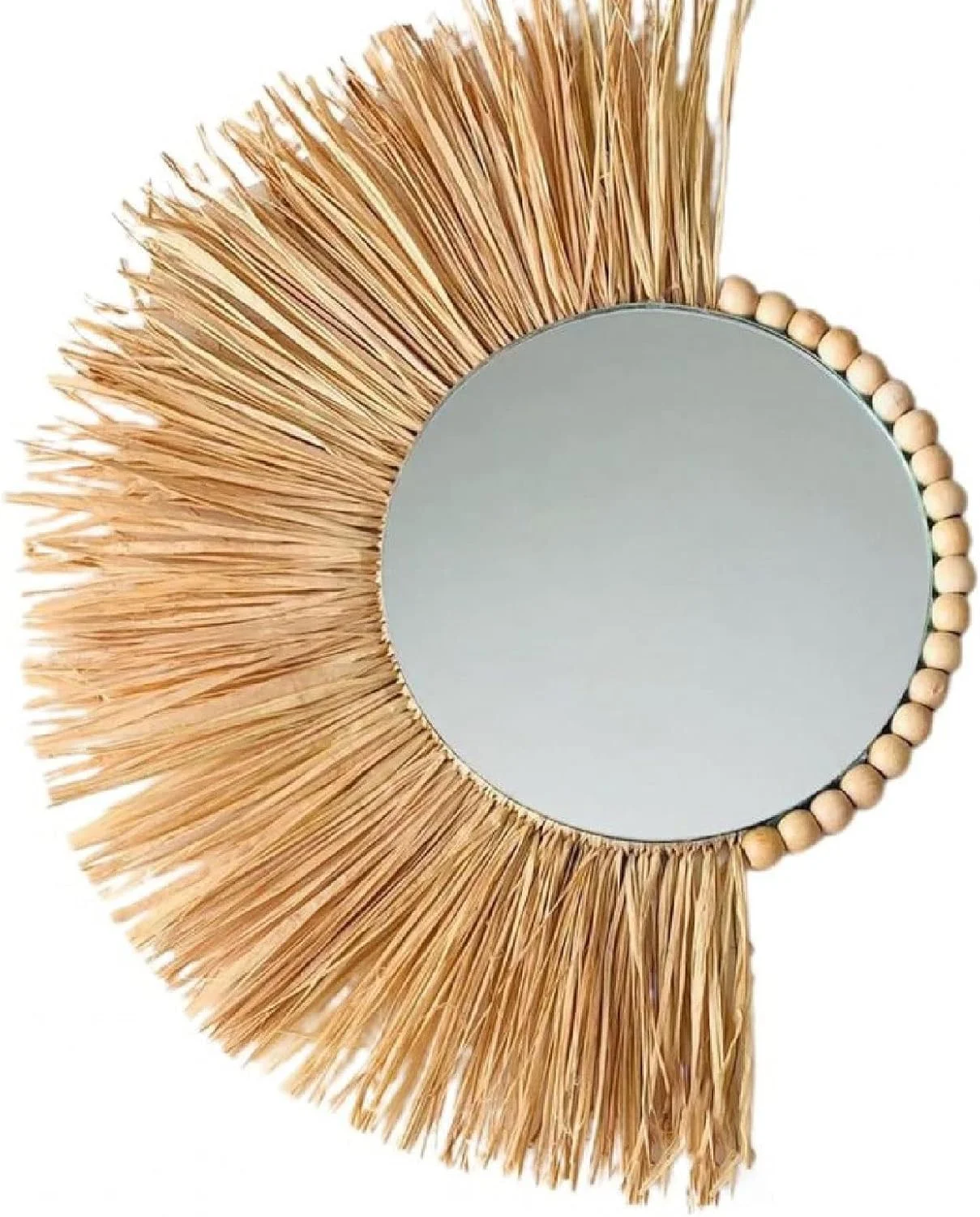 آینه حمام WRFTTCRR، صرفه جویی در فضا و زیبا، آینه آویز تزئینی حصیری، مناسب برای محیط های مختلف