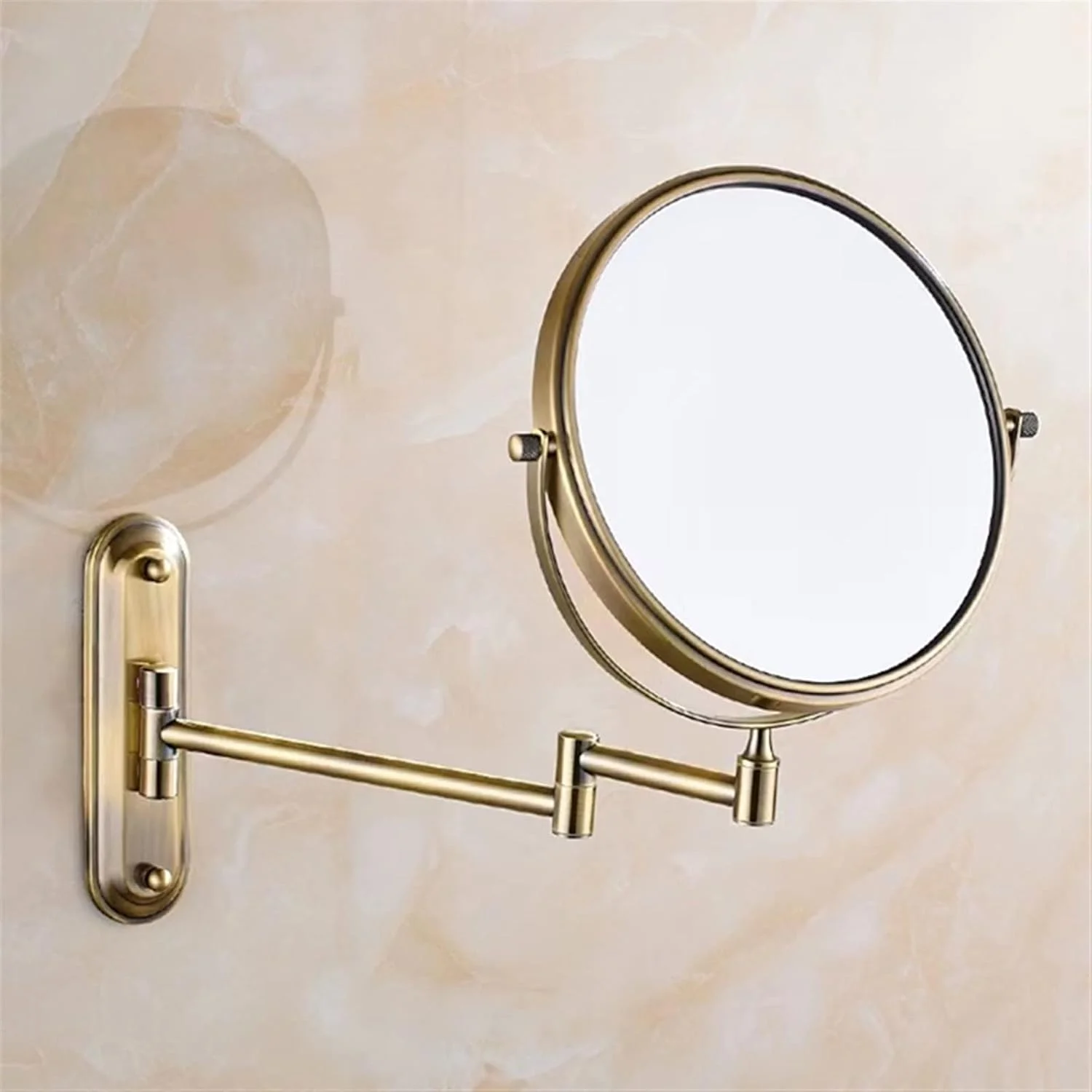 آینه حمام WRFTTCRR آینه آرایشی آینه تلسکوپی تاشو بزرگنمایی نقره ای دو طرفه گرد آینه آرایشی (Hortel)