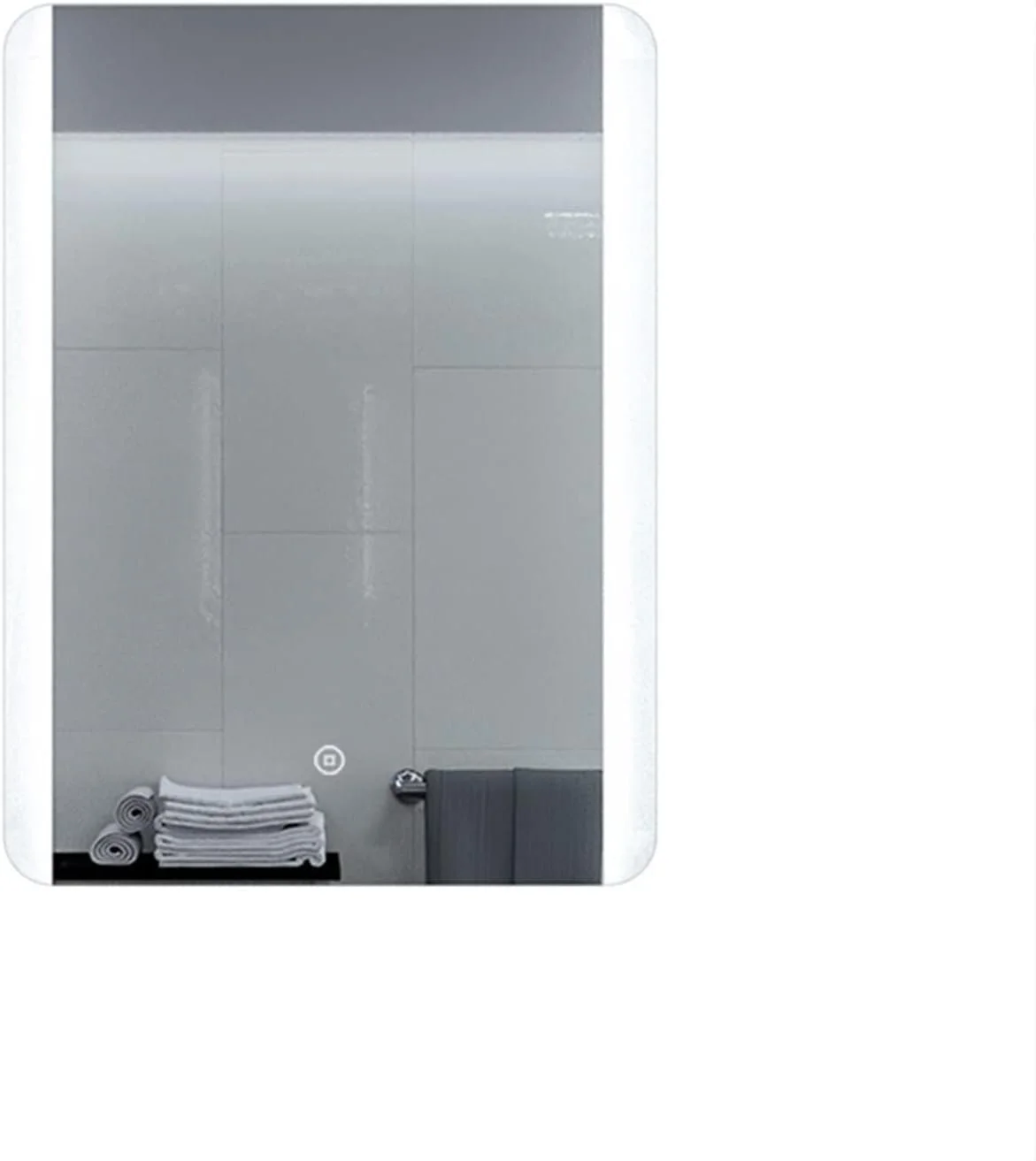 آینه حمام مستطیلی WRFTTCRR، آینه آرایشی هوشمند دیواری با قابلیت تنظیم نور، ضد بخار، دارای کلید لمسی مناسب هتل و میز آرایش