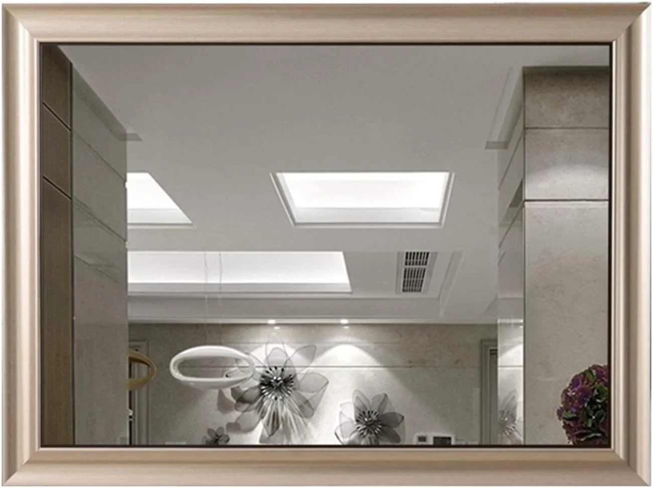 آینه حمام WRFTTCRR با قاب طلایی، آینه مستطیلی آویز، آینه بلند نشکن برای حمام