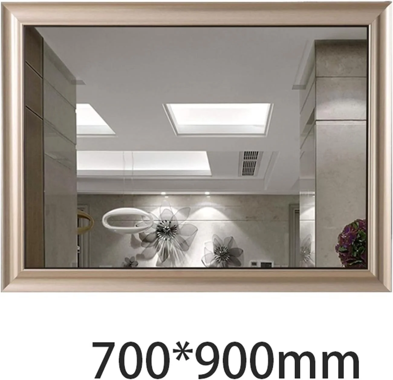 آینه حمام WRFTTCRR با قاب طلایی، آینه مستطیلی آویز، آینه بلند نشکن برای حمام