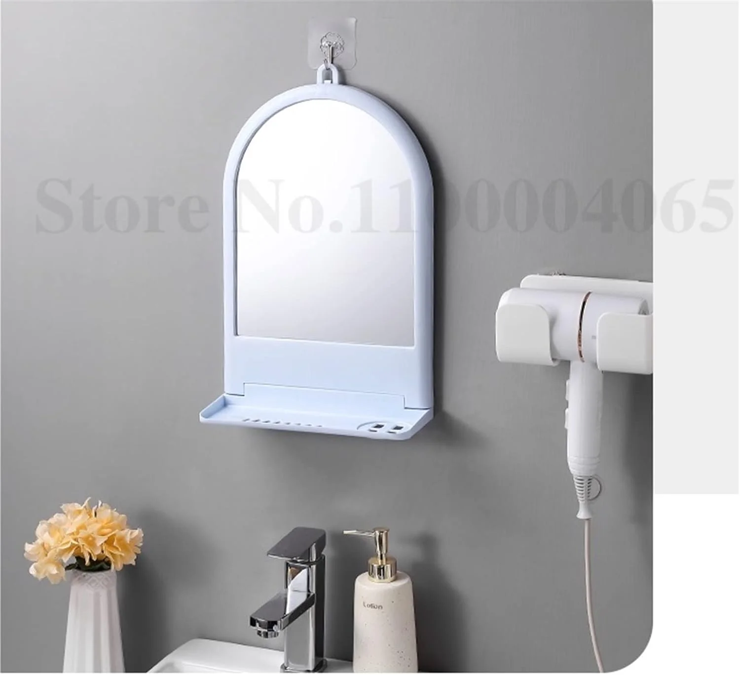 آینه حمام WRFTTCRR، آینه آرایش دیواری غیر متخلخل حمام، آینه حمام اتاق خواب، آینه شستشو، مناسب برای حمام (Hortel)